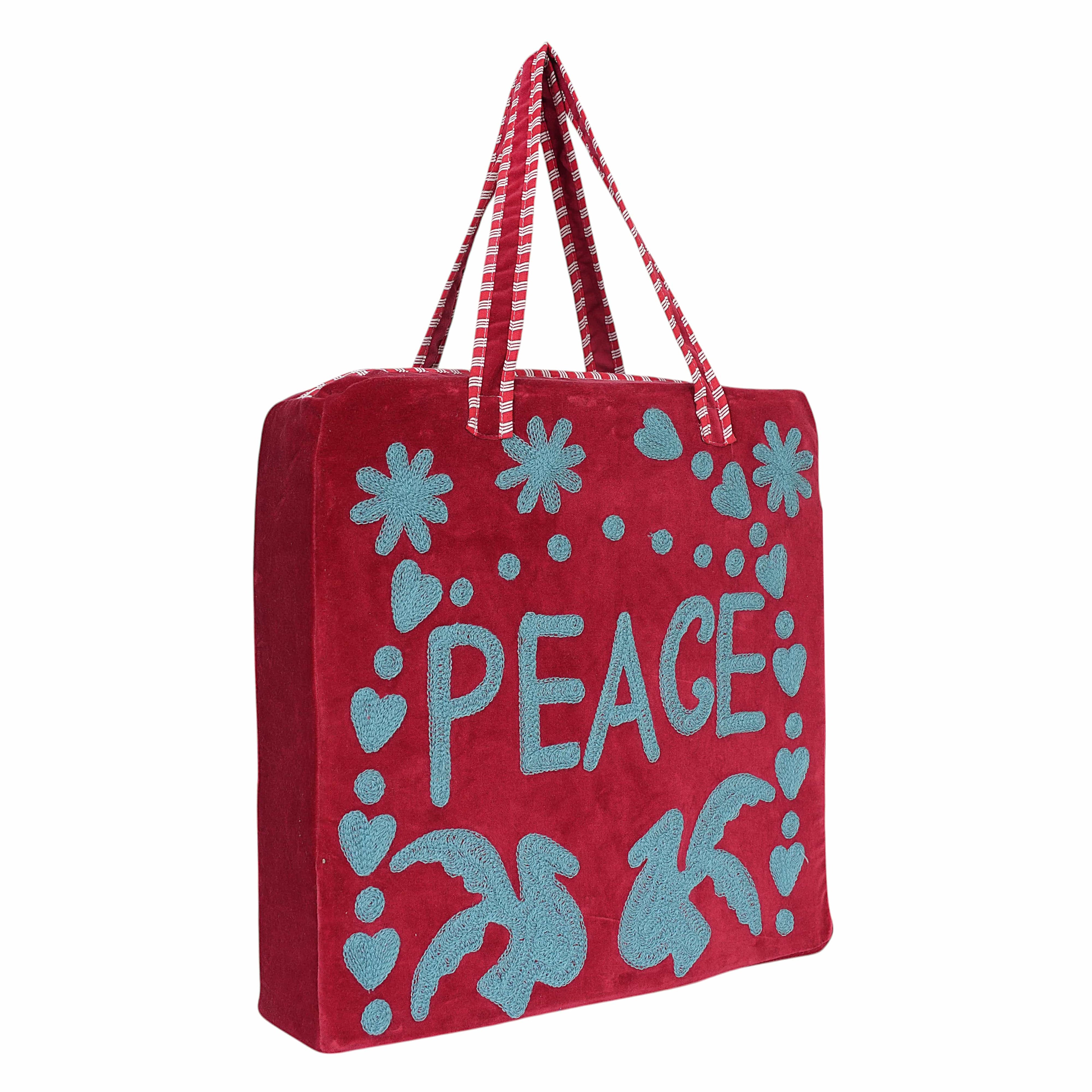 Peace Suzani Tote — handmade hand block printed cotton tote bag, ethically made in Rajasthan, India