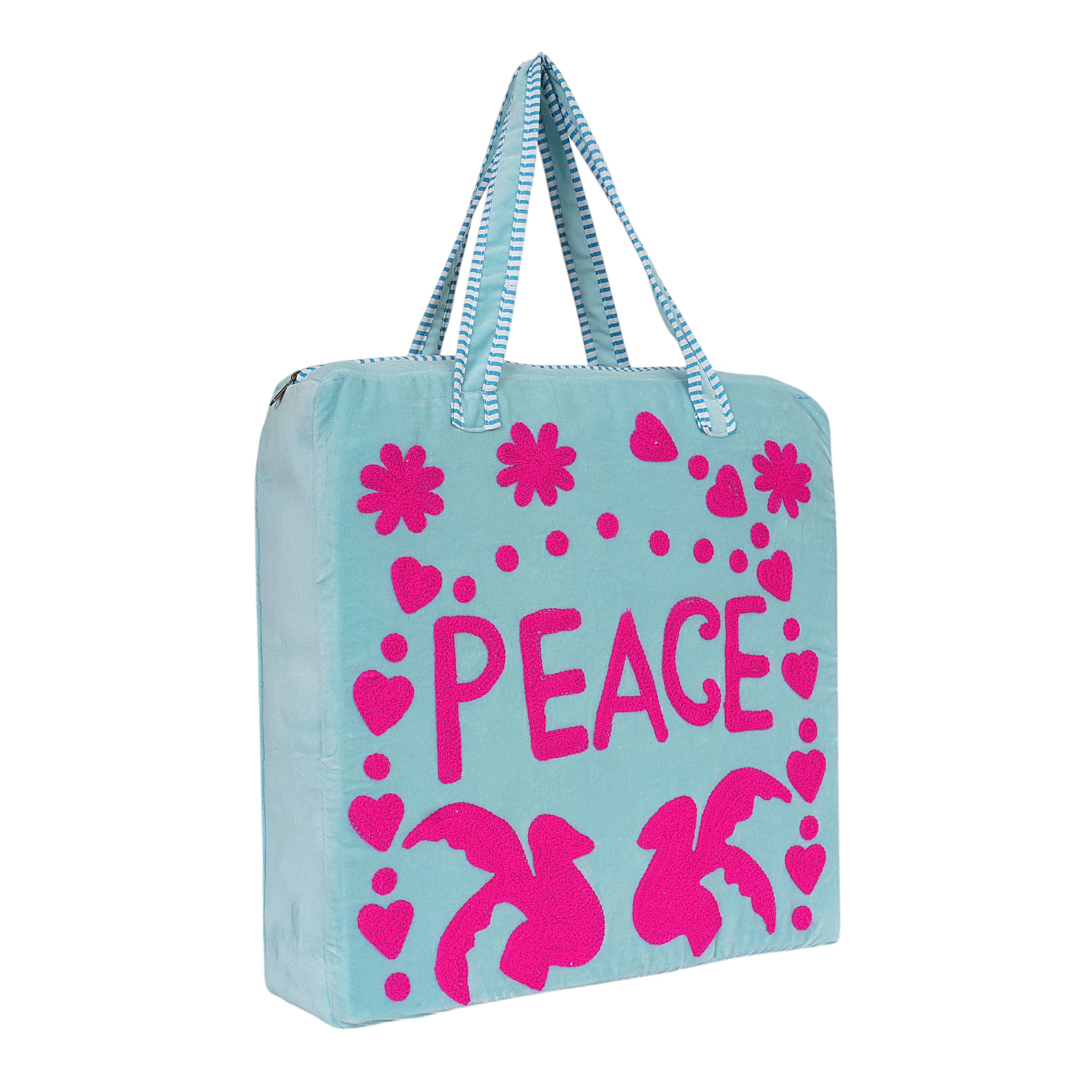 Peace Suzani Tote — handmade hand block printed cotton tote bag, ethically made in Rajasthan, India