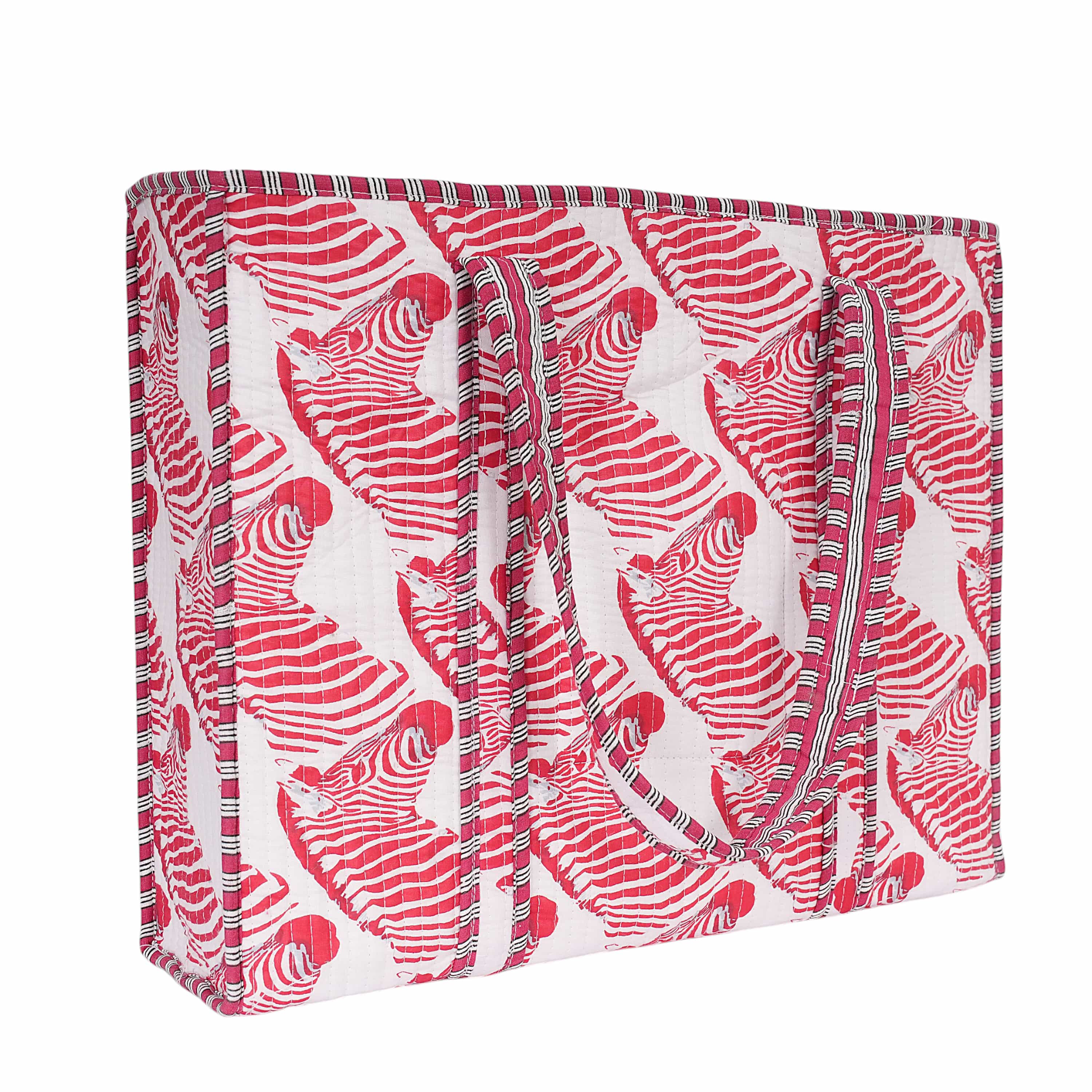 The Zebra Tote — handmade hand block printed cotton tote bag, ethically made in Rajasthan, India