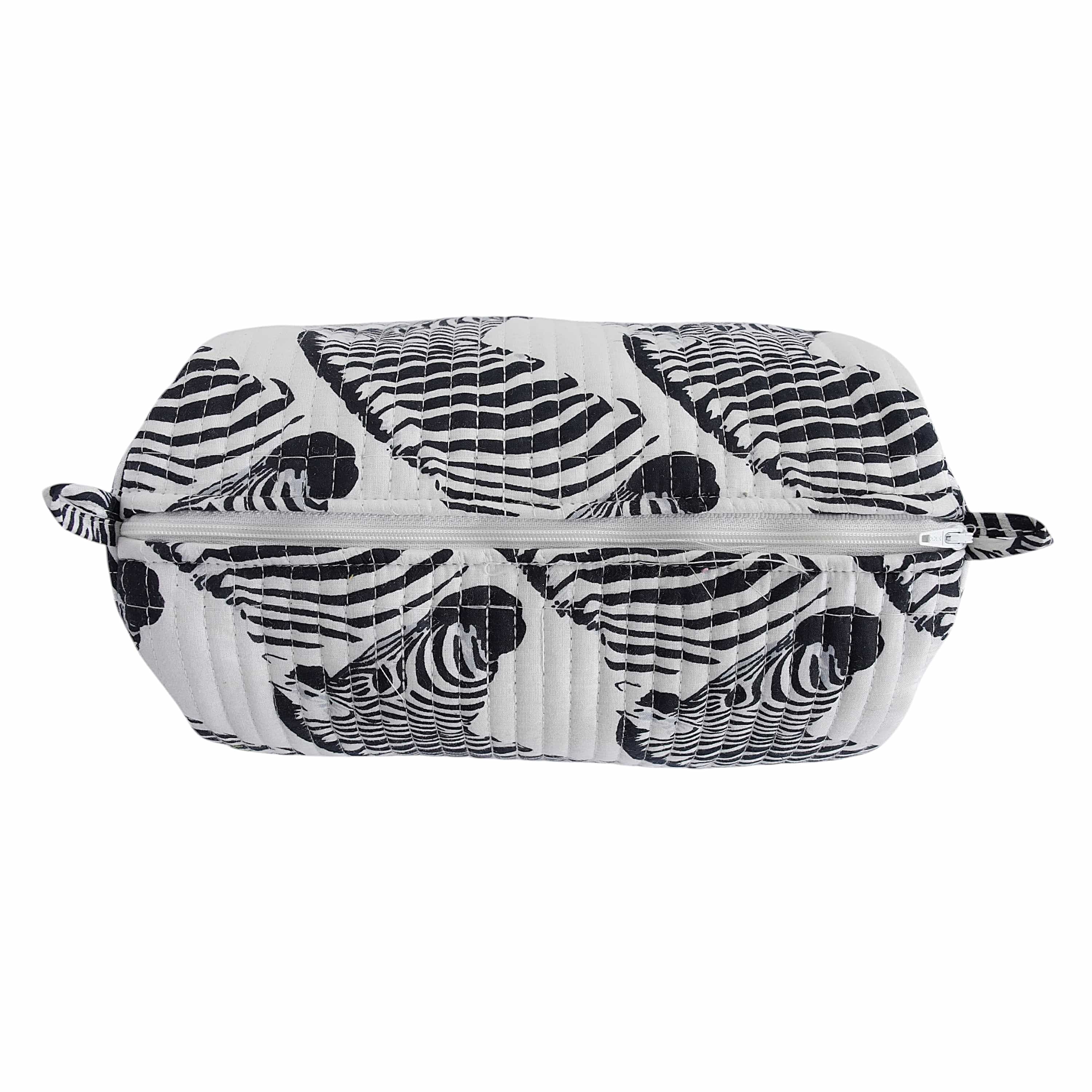 The Zebra Travel Set — handmade hand block printed cotton travel pouch set, ethically made in Rajasthan, India