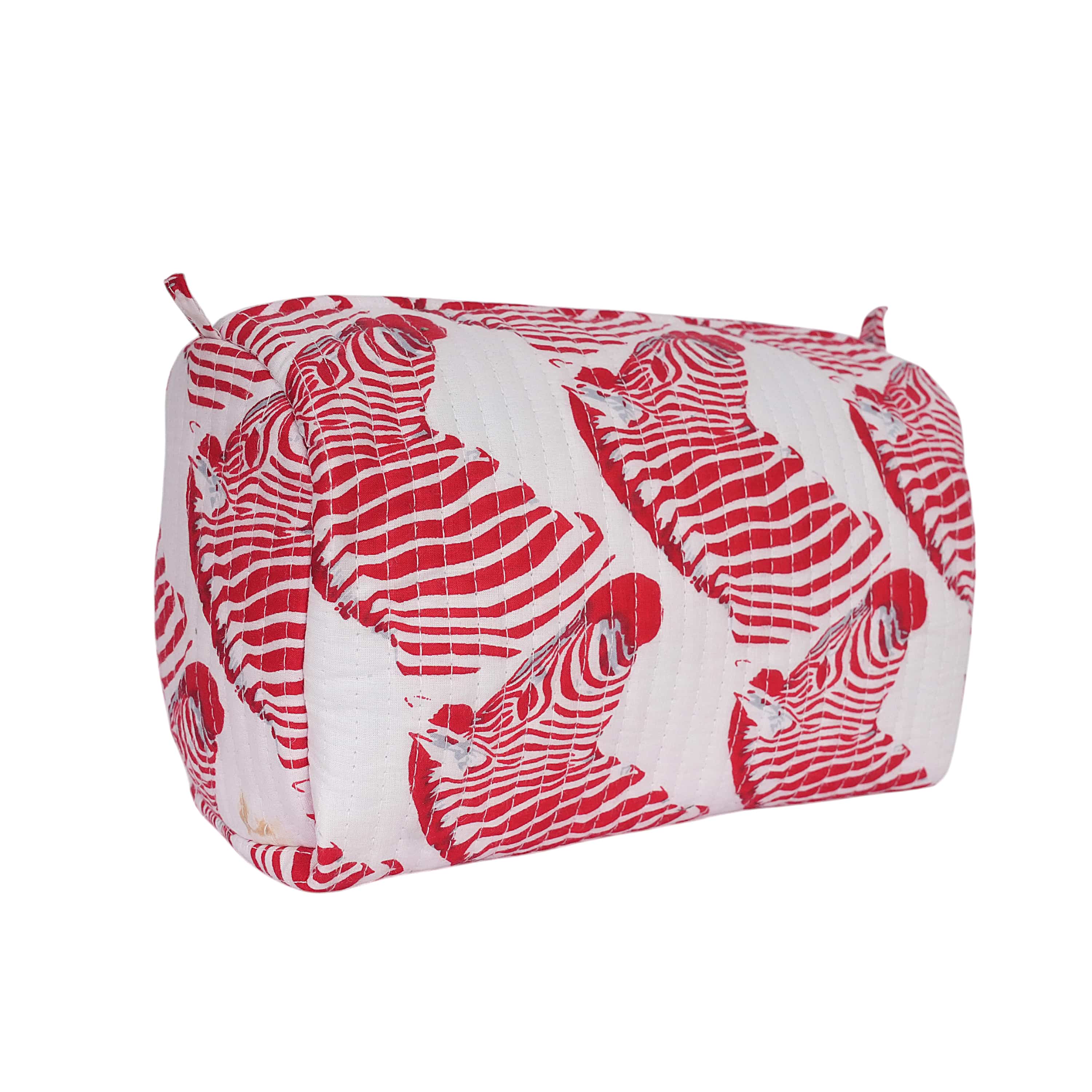The Zebra Travel Set — handmade hand block printed cotton travel pouch set, ethically made in Rajasthan, India