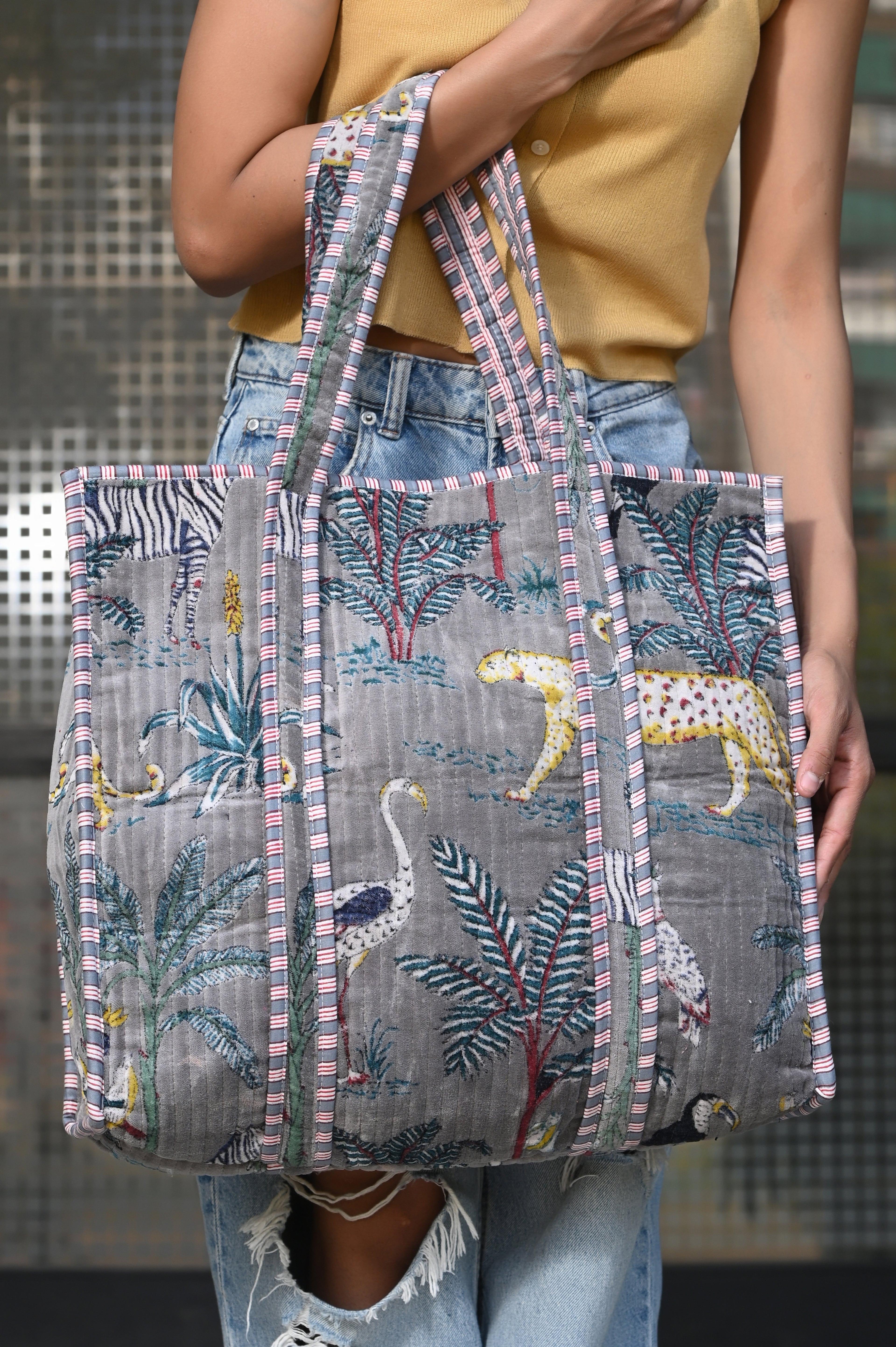 The Jungle Tote in Velvet