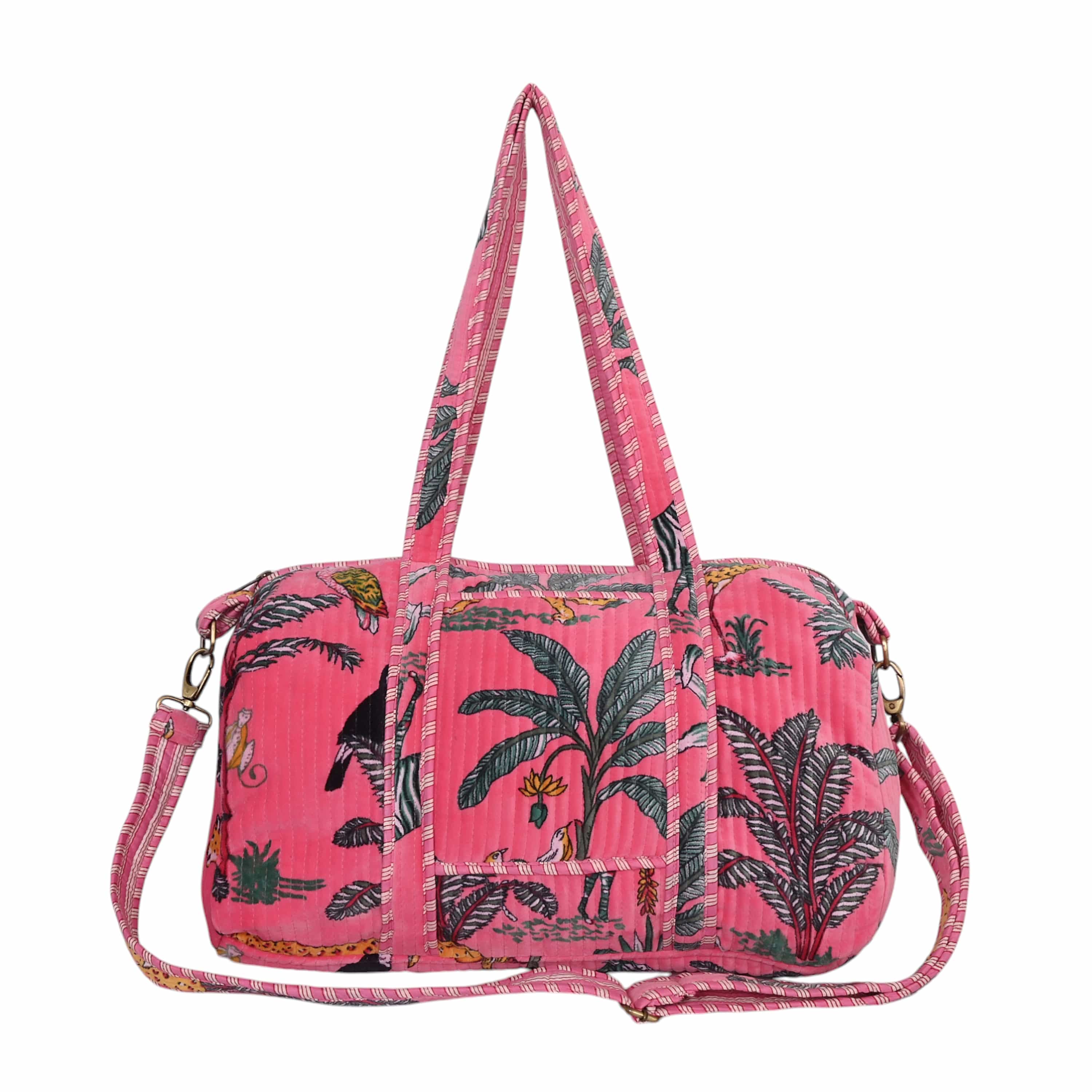 The Jungle Velvet Weekender — handmade quilted velvet weekender bag, ethically made in Rajasthan, India