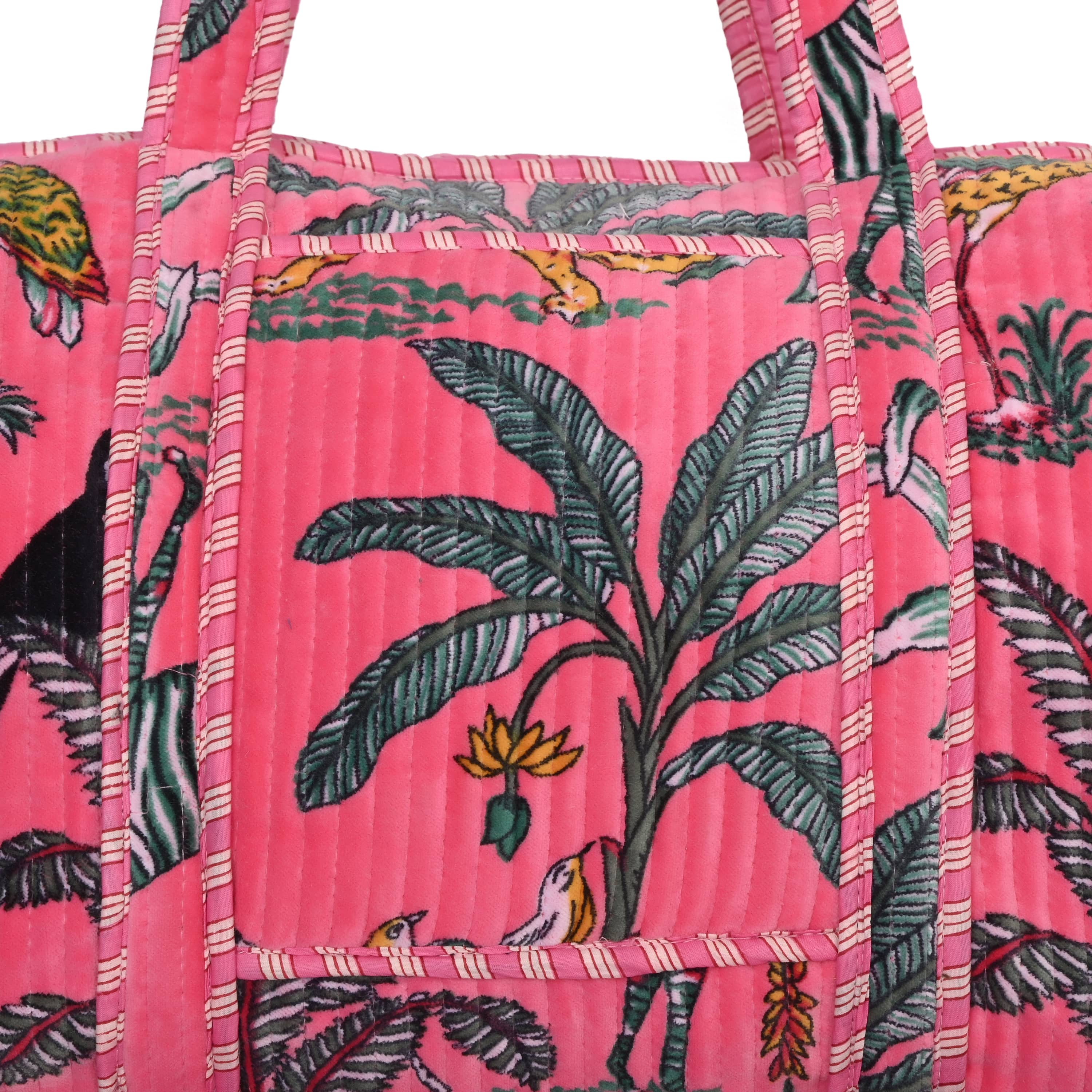 The Jungle Velvet Weekender — handmade quilted velvet weekender bag, ethically made in Rajasthan, India