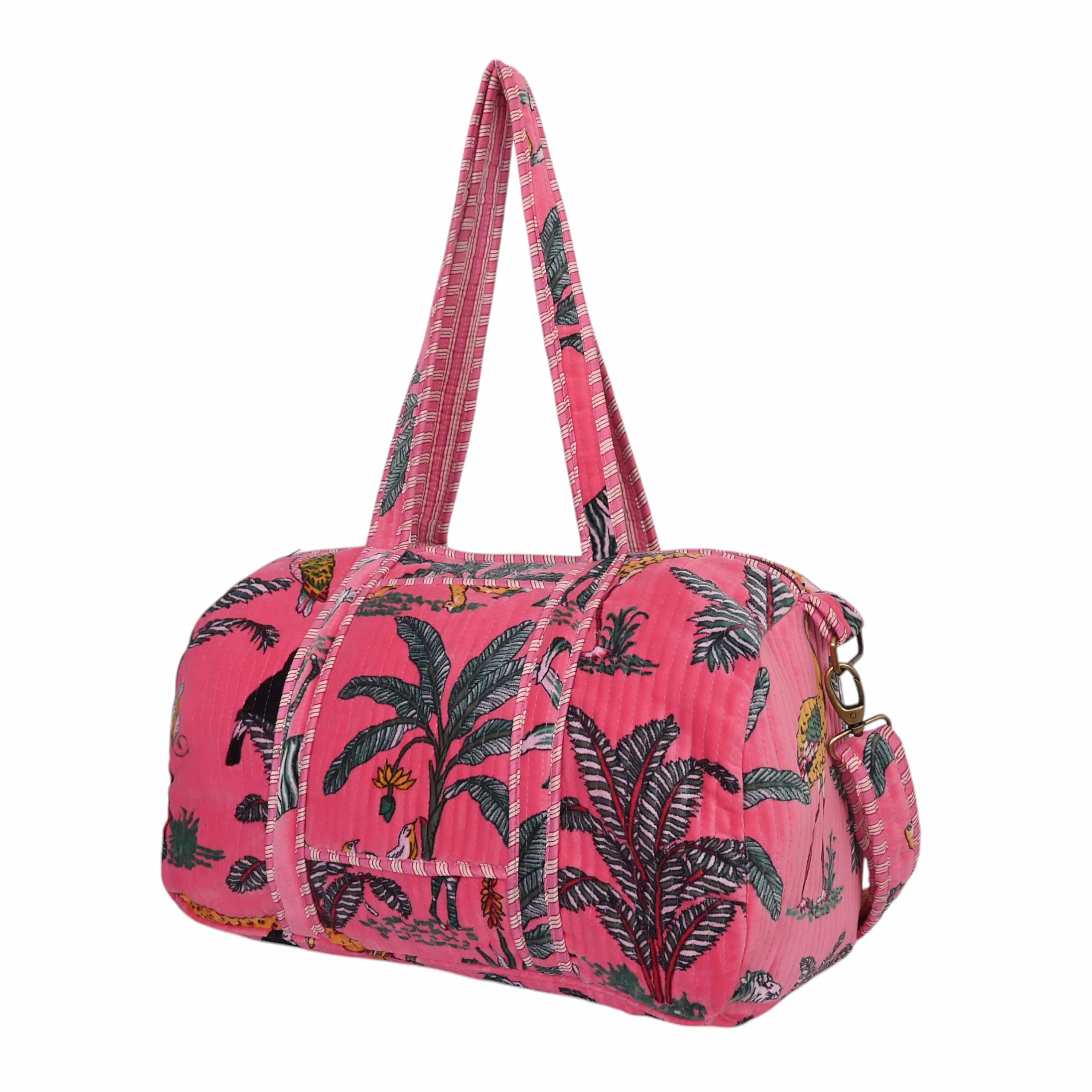 The Jungle Velvet Weekender — handmade quilted velvet weekender bag, ethically made in Rajasthan, India