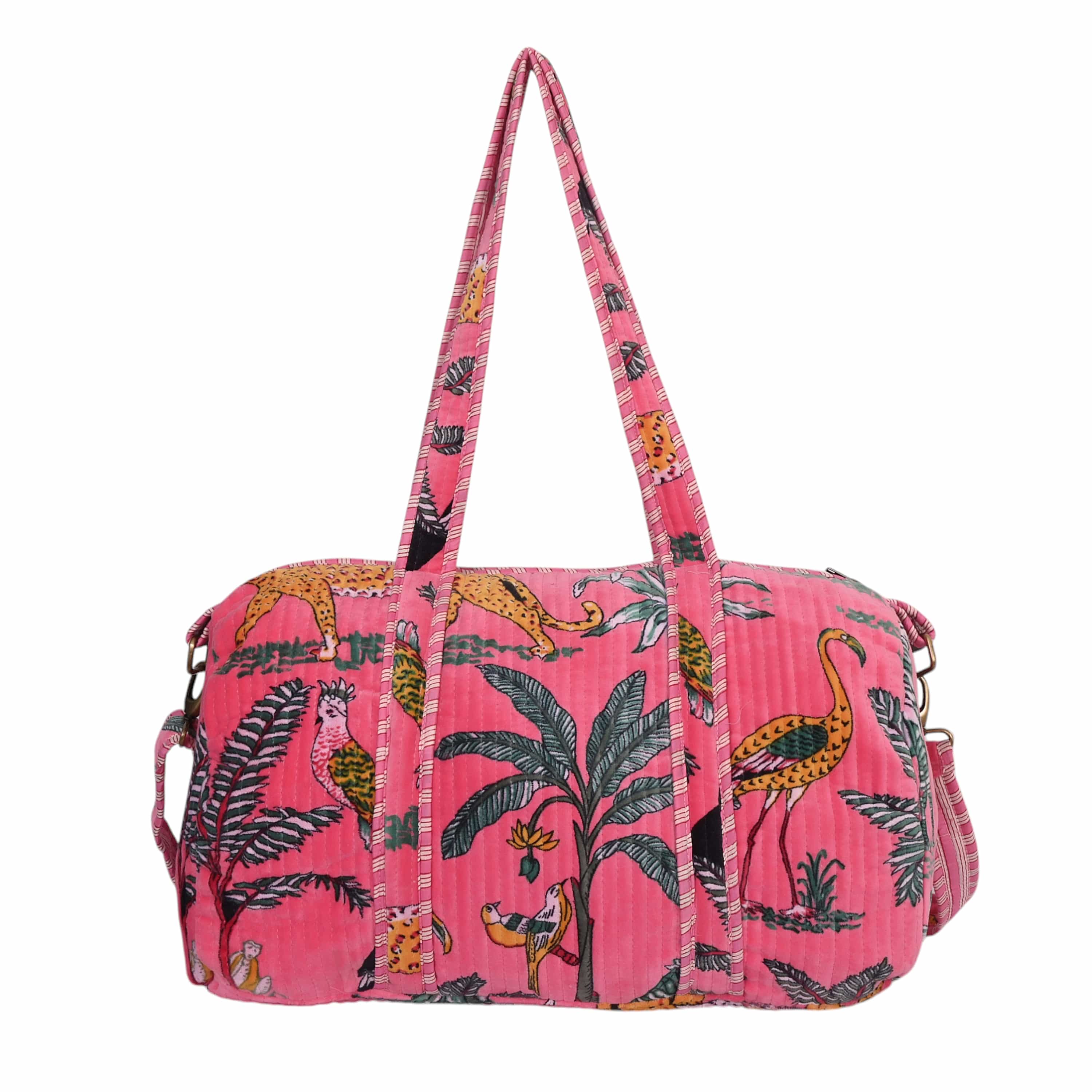 The Jungle Velvet Weekender — handmade quilted velvet weekender bag, ethically made in Rajasthan, India