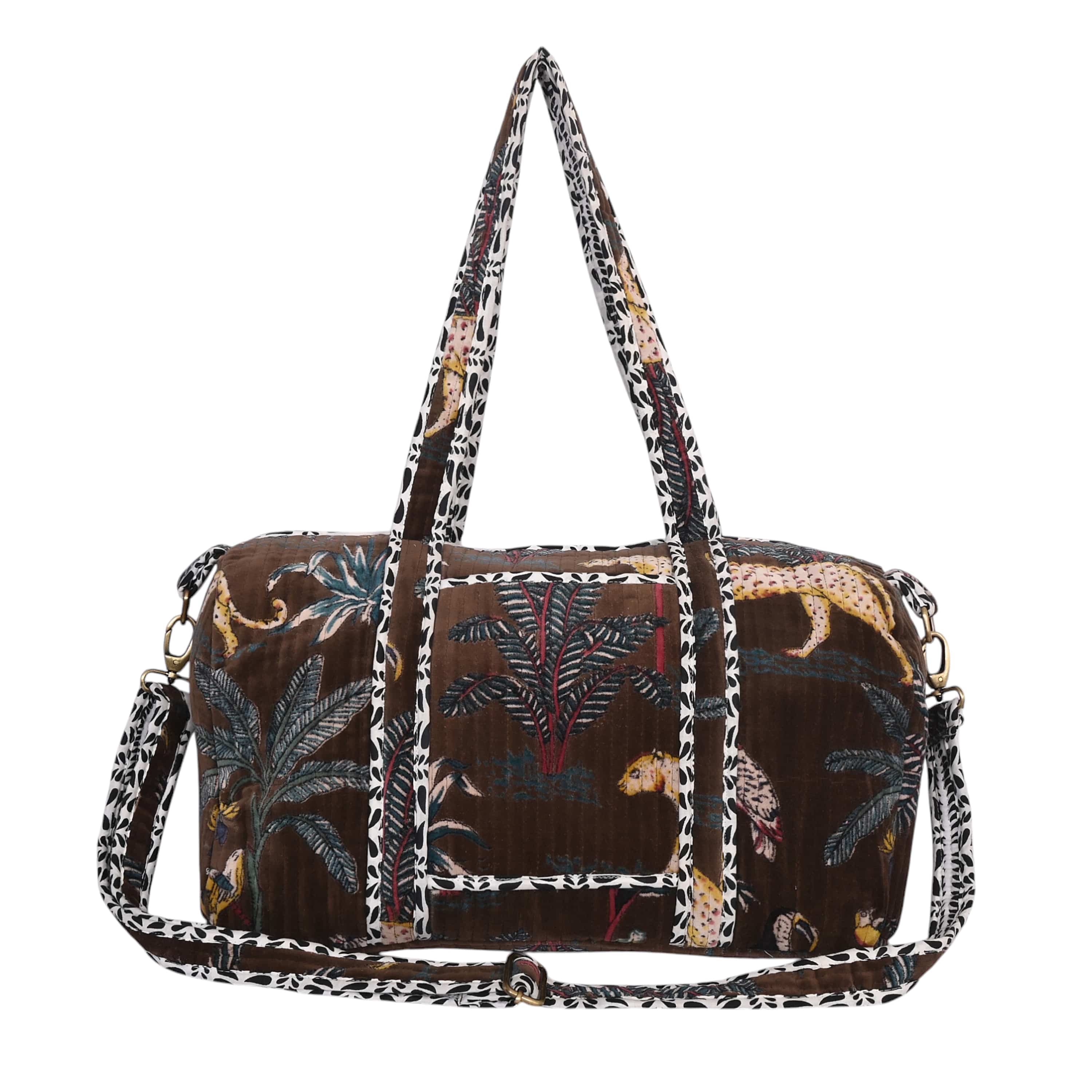 The Jungle Velvet Weekender — handmade quilted velvet weekender bag, ethically made in Rajasthan, India
