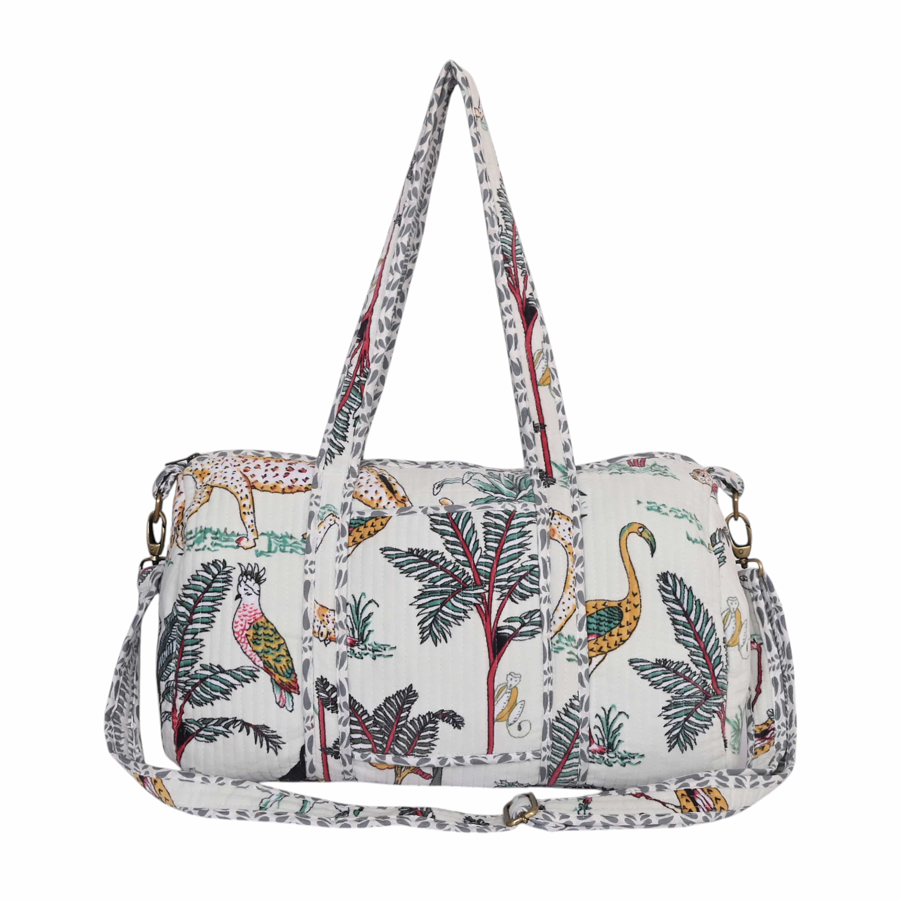 The Jungle Velvet Weekender — handmade quilted velvet weekender bag, ethically made in Rajasthan, India
