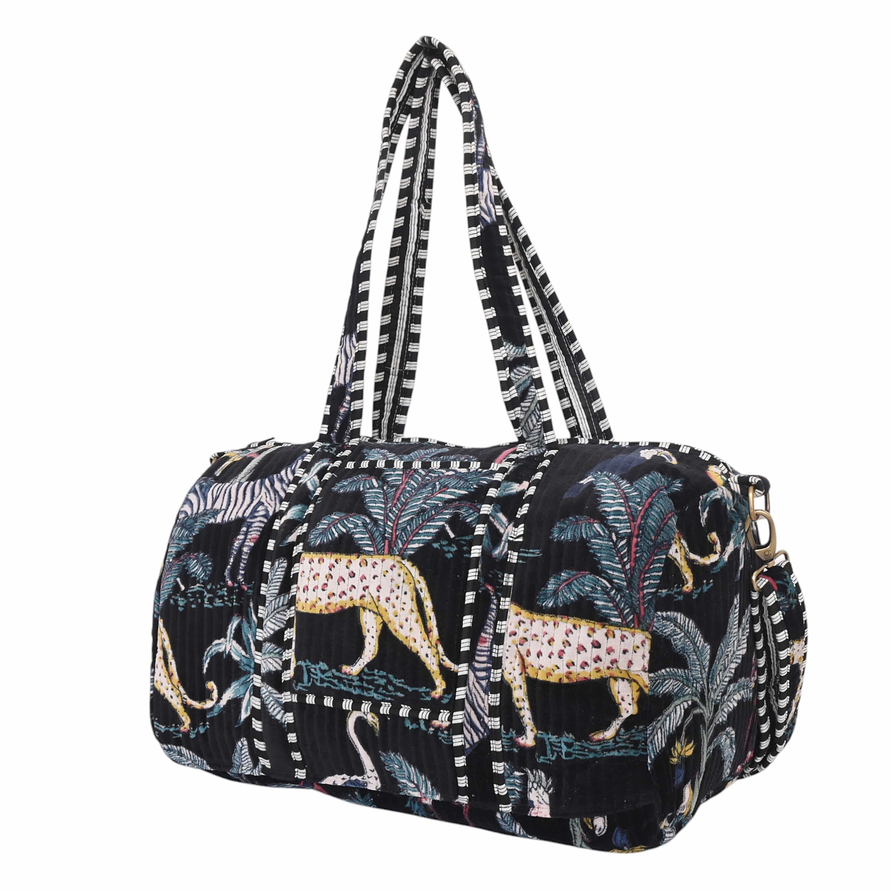 The Jungle Velvet Weekender — handmade quilted velvet weekender bag, ethically made in Rajasthan, India