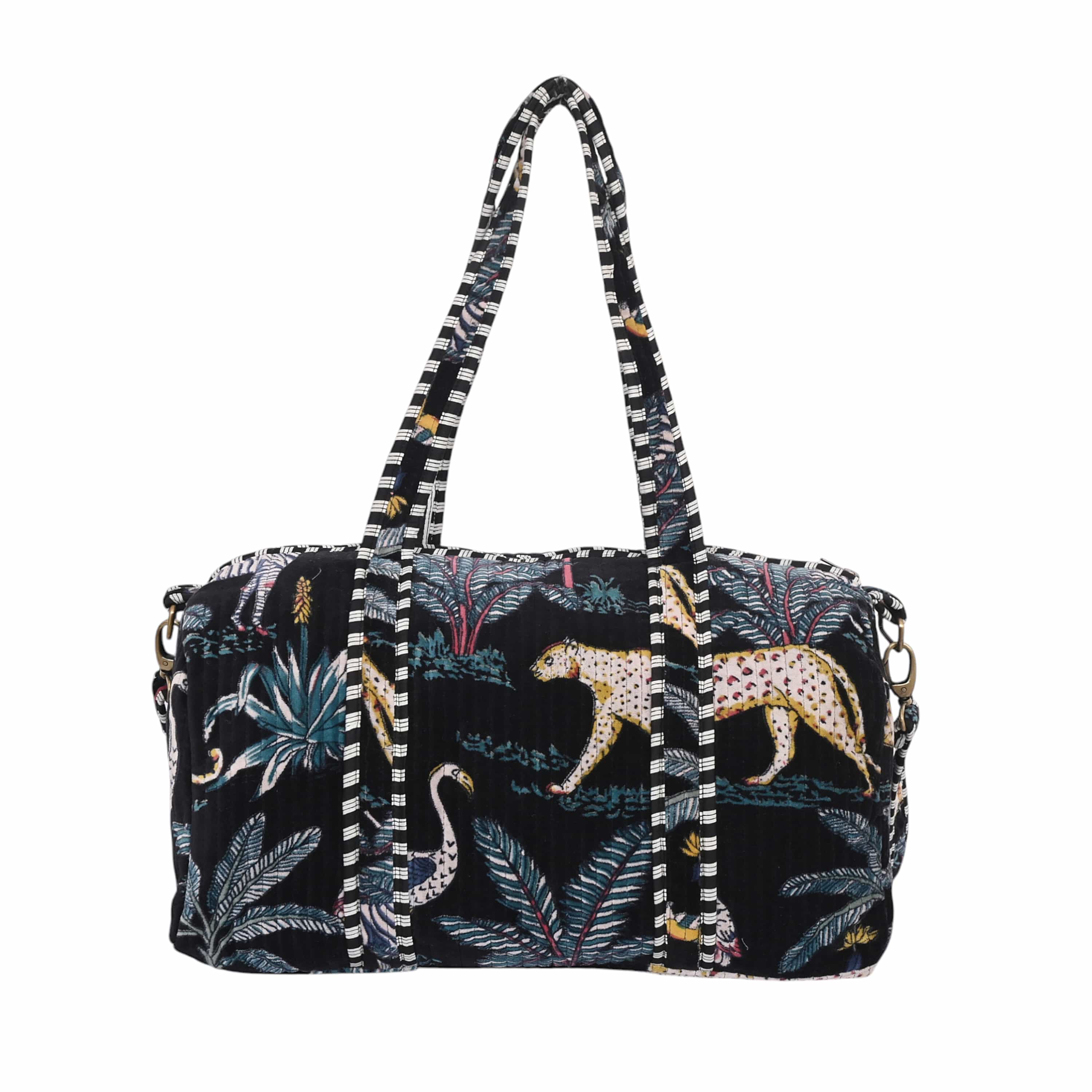 The Jungle Velvet Weekender — handmade quilted velvet weekender bag, ethically made in Rajasthan, India