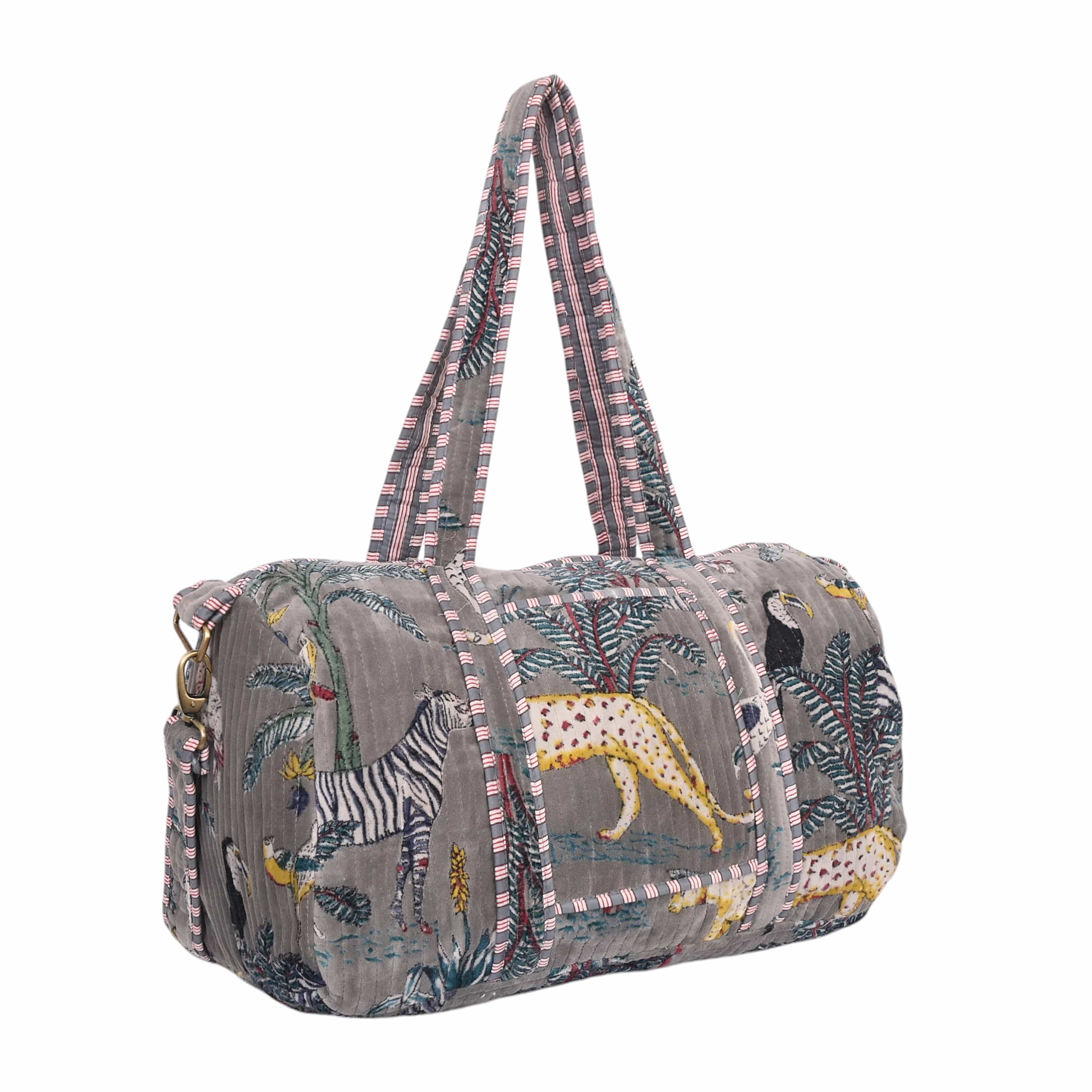 The Jungle Velvet Weekender — handmade quilted velvet weekender bag, ethically made in Rajasthan, India