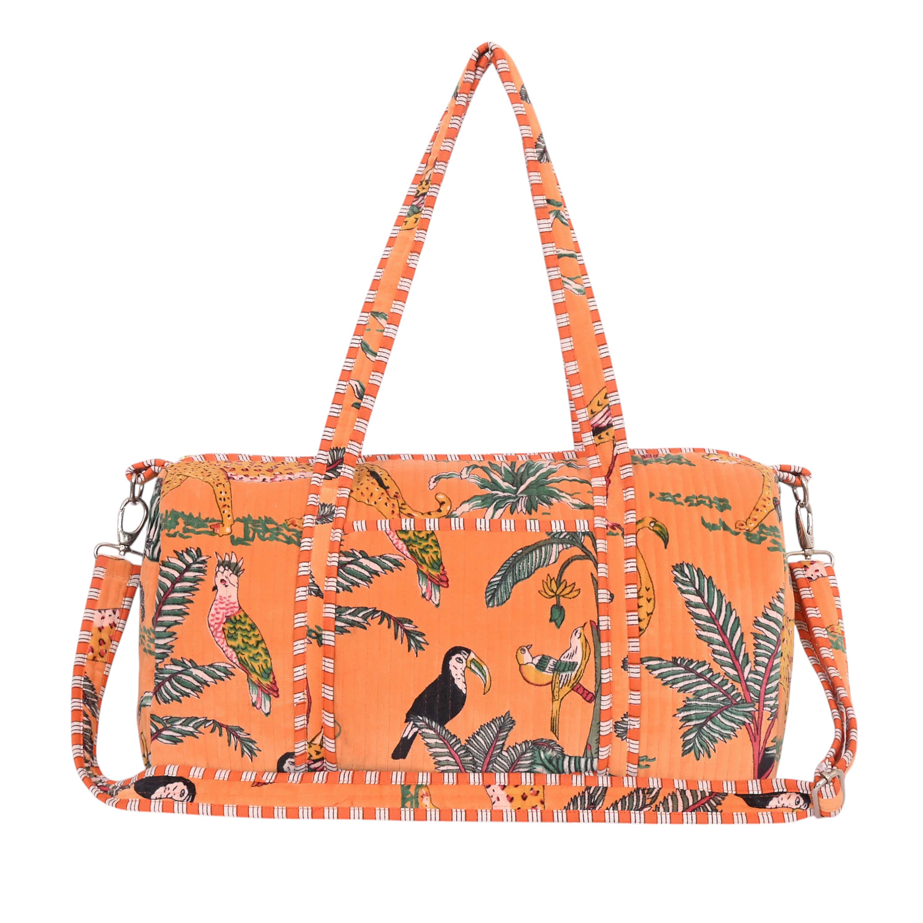The Jungle Velvet Weekender — handmade quilted velvet weekender bag, ethically made in Rajasthan, India