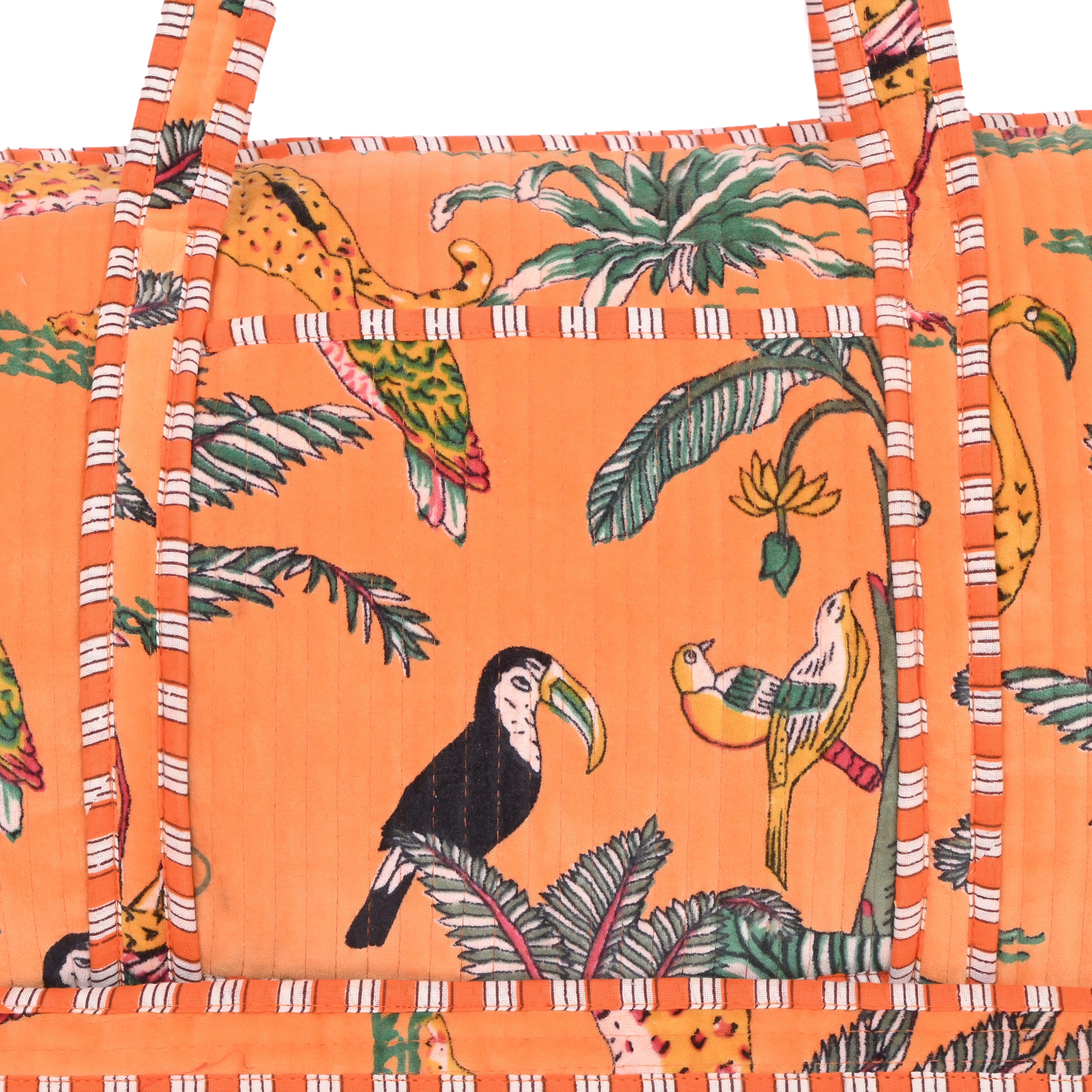 The Jungle Velvet Weekender — handmade quilted velvet weekender bag, ethically made in Rajasthan, India