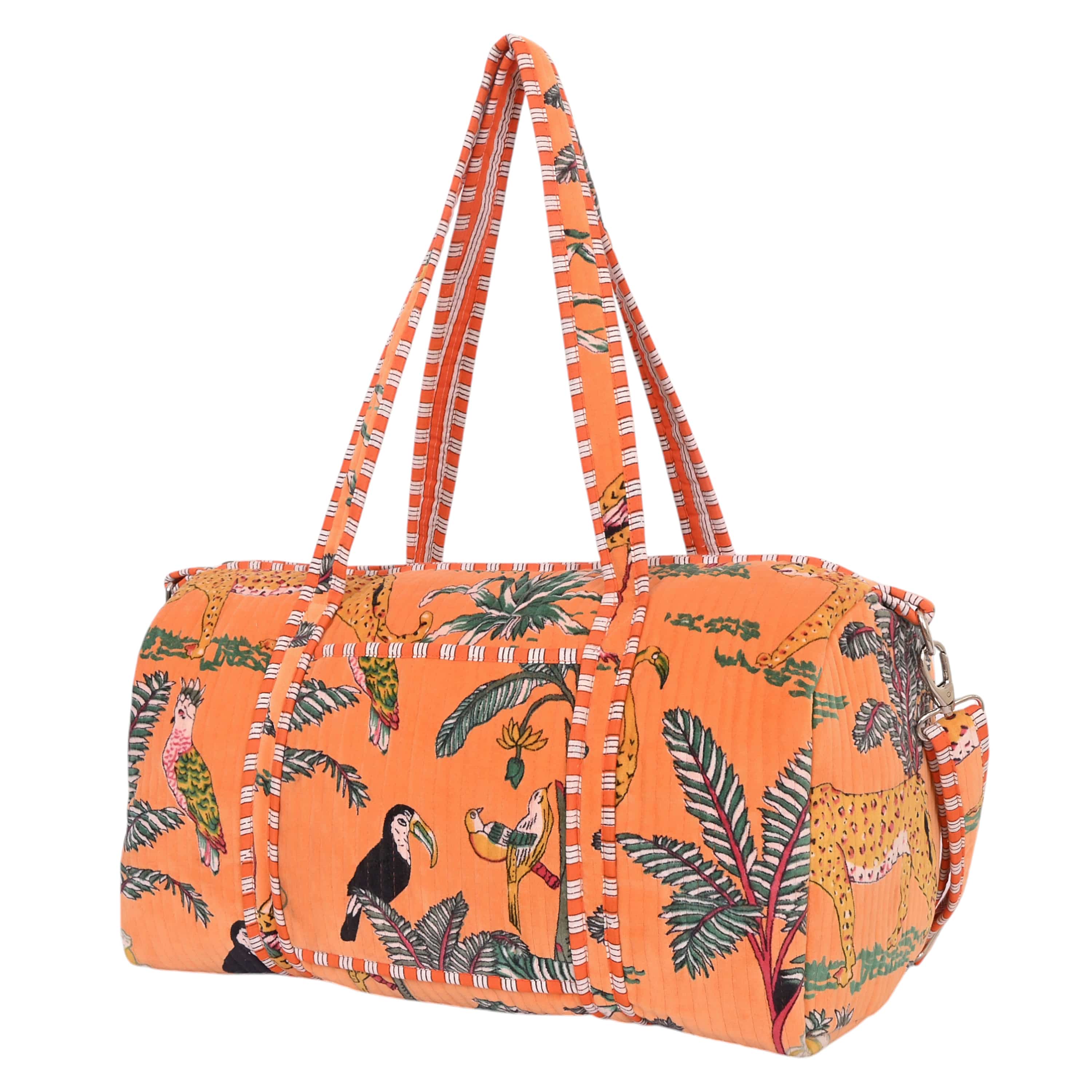 The Jungle Velvet Weekender — handmade quilted velvet weekender bag, ethically made in Rajasthan, India