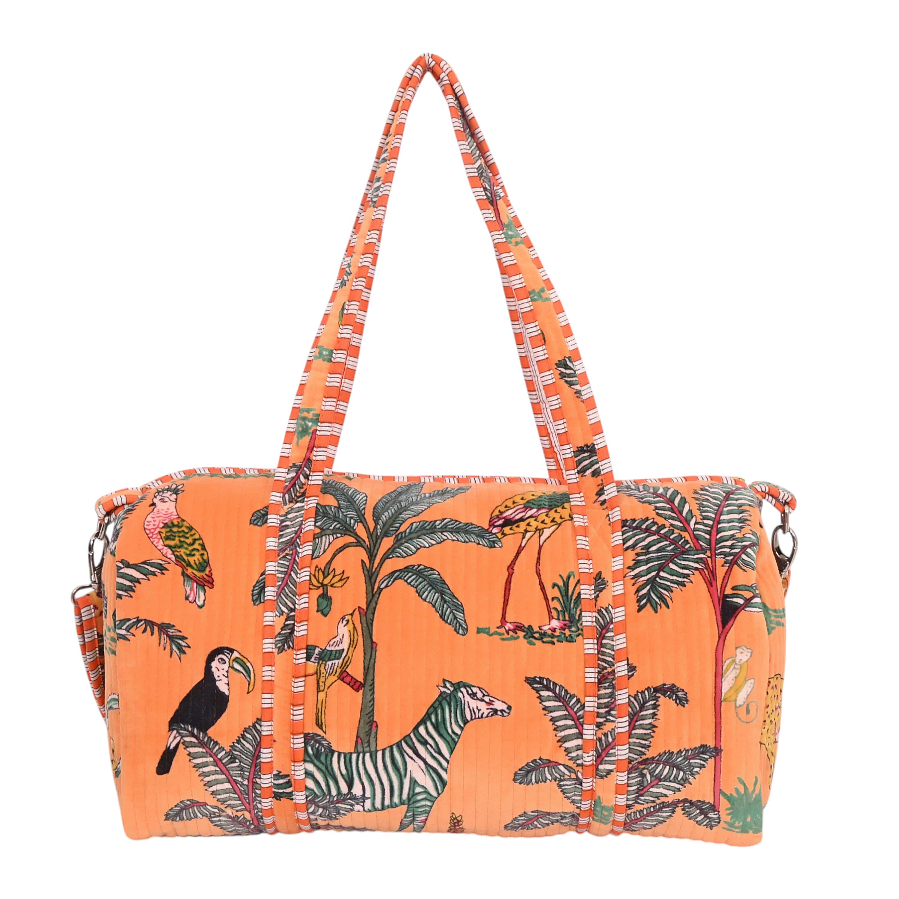 The Jungle Velvet Weekender — handmade quilted velvet weekender bag, ethically made in Rajasthan, India