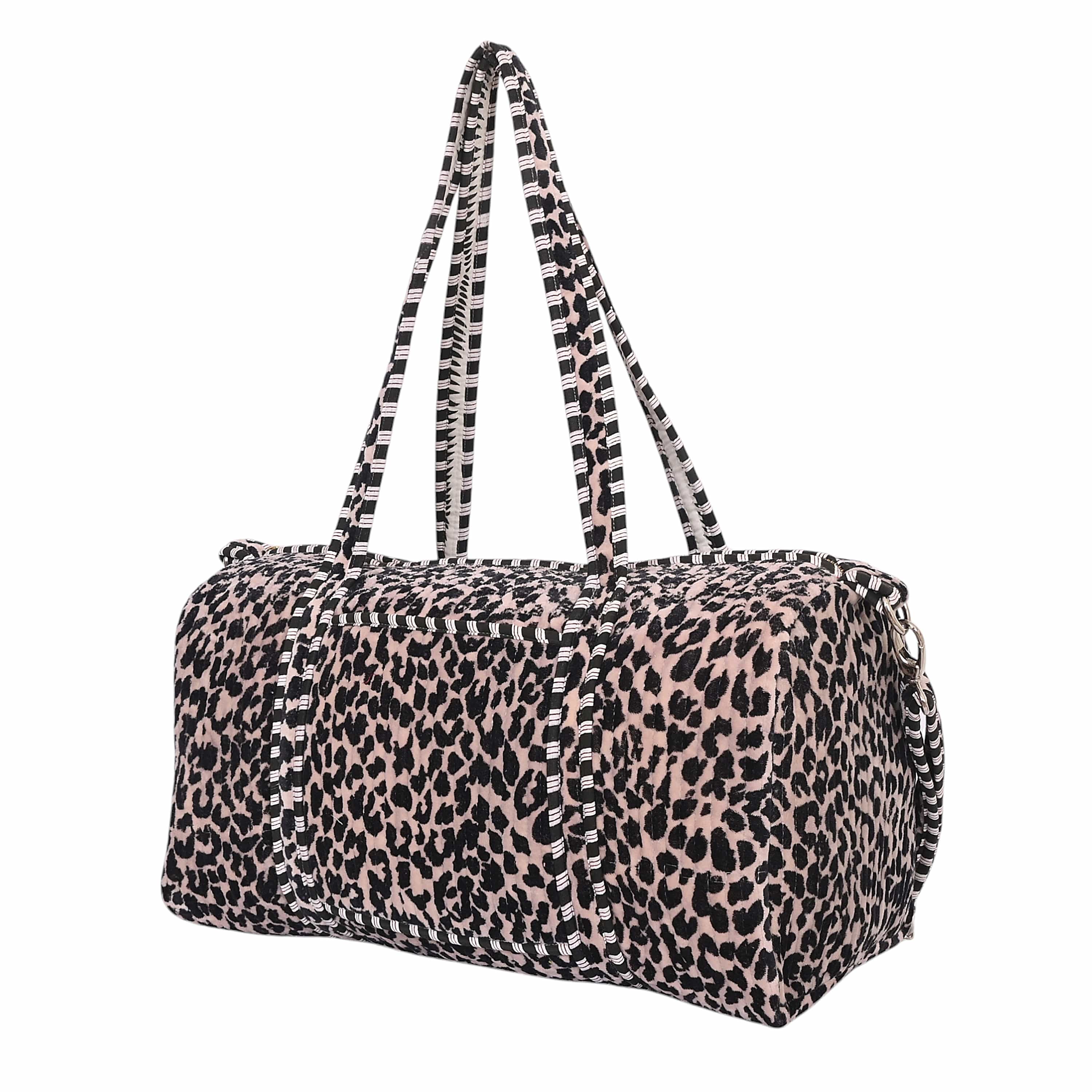 Close-up of The Velvet Leopard Weekender&