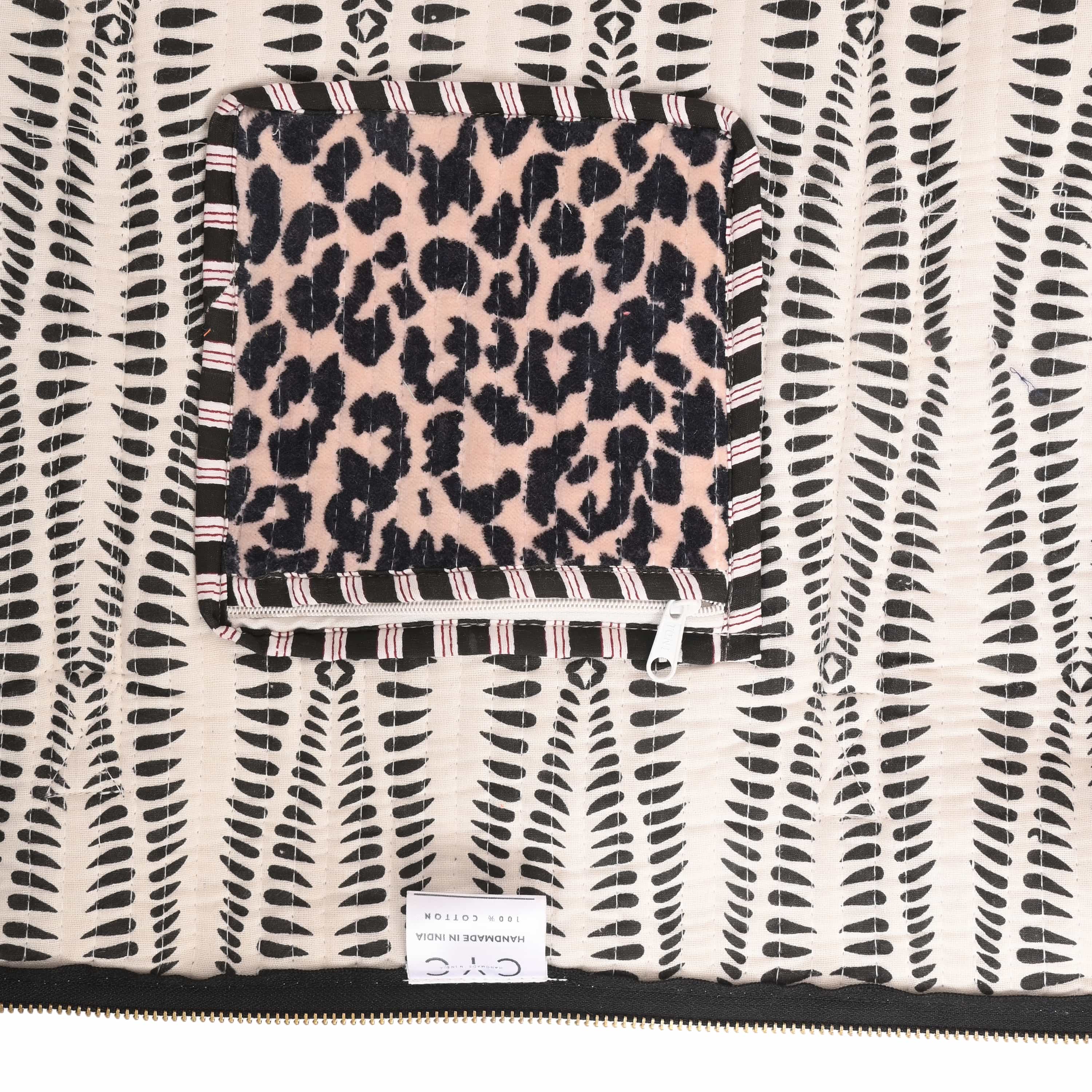 The Velvet Leopard Weekender — handmade quilted velvet weekender bag, ethically made in Rajasthan, India