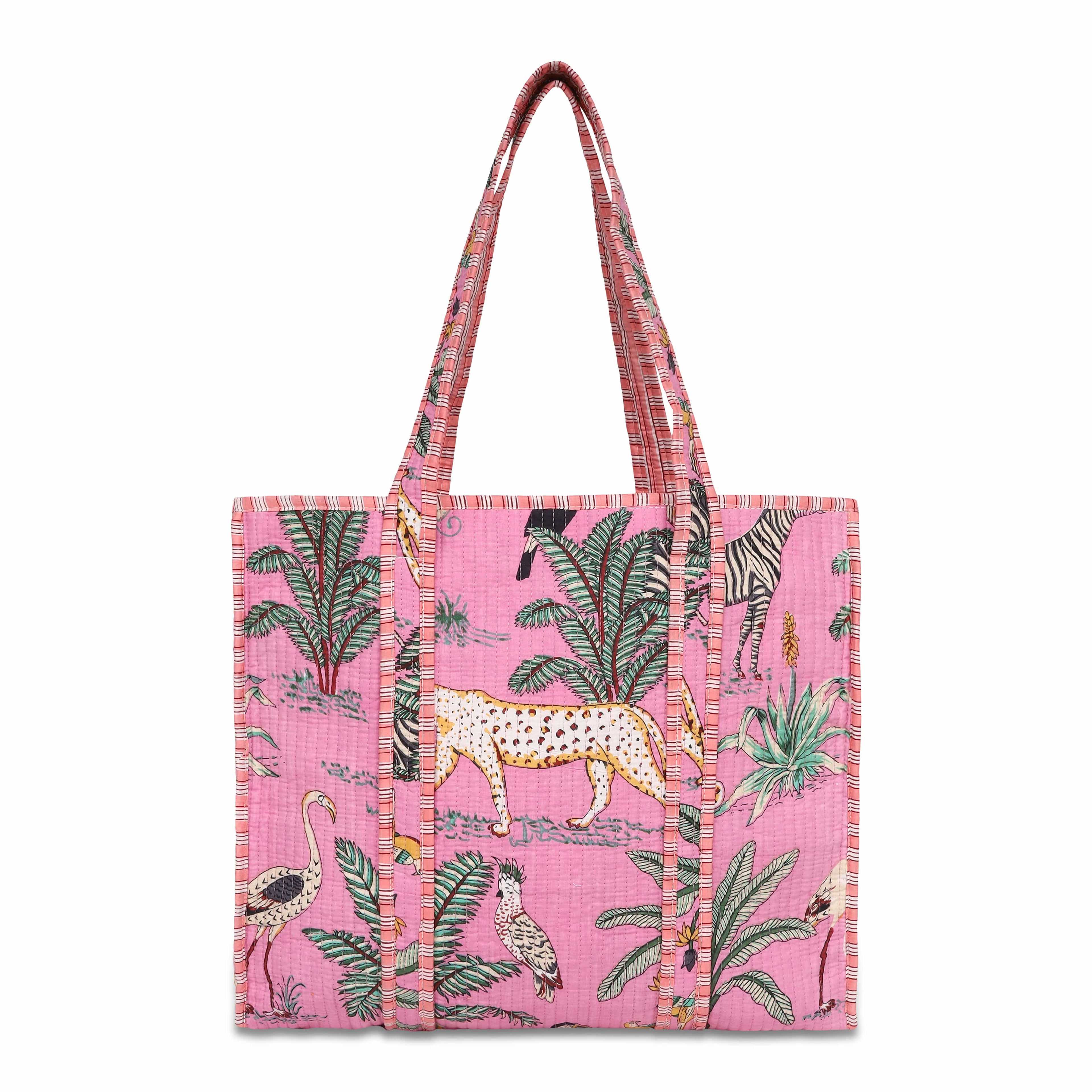 The Jungle Tote — handmade quilted cotton tote bag with bold Indian jungle print, ethically crafted in Rajasthan