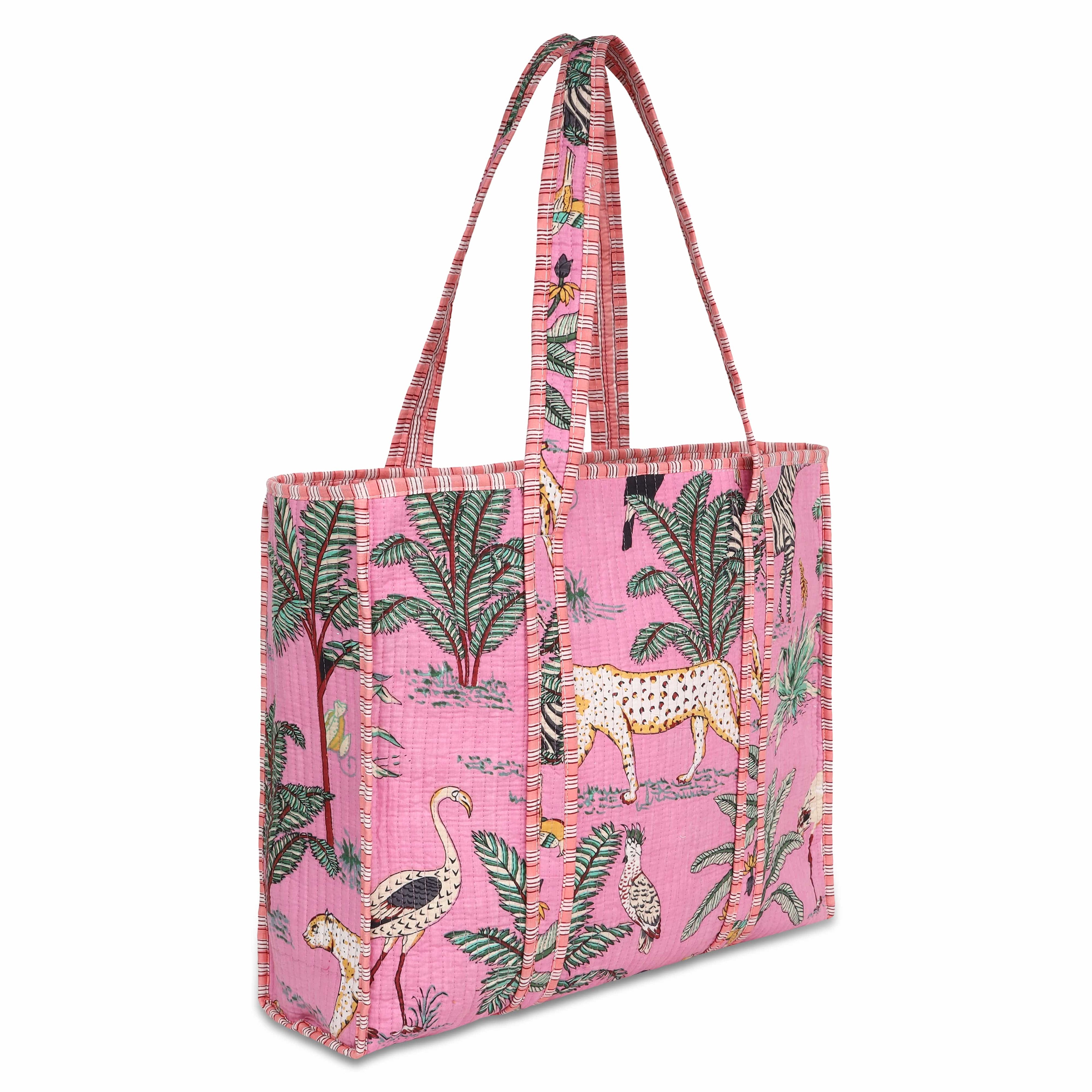 The Jungle Tote — handmade quilted cotton tote bag with bold Indian jungle print, ethically crafted in Rajasthan