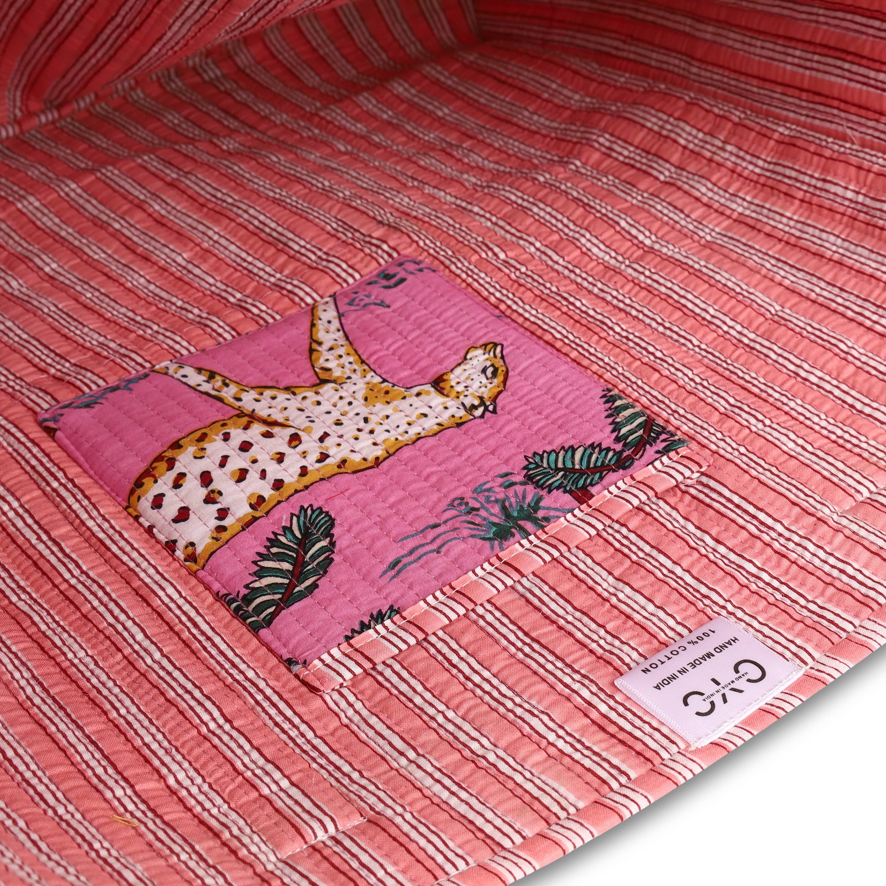 The Jungle Tote — handmade quilted cotton tote bag with bold Indian jungle print, ethically crafted in Rajasthan