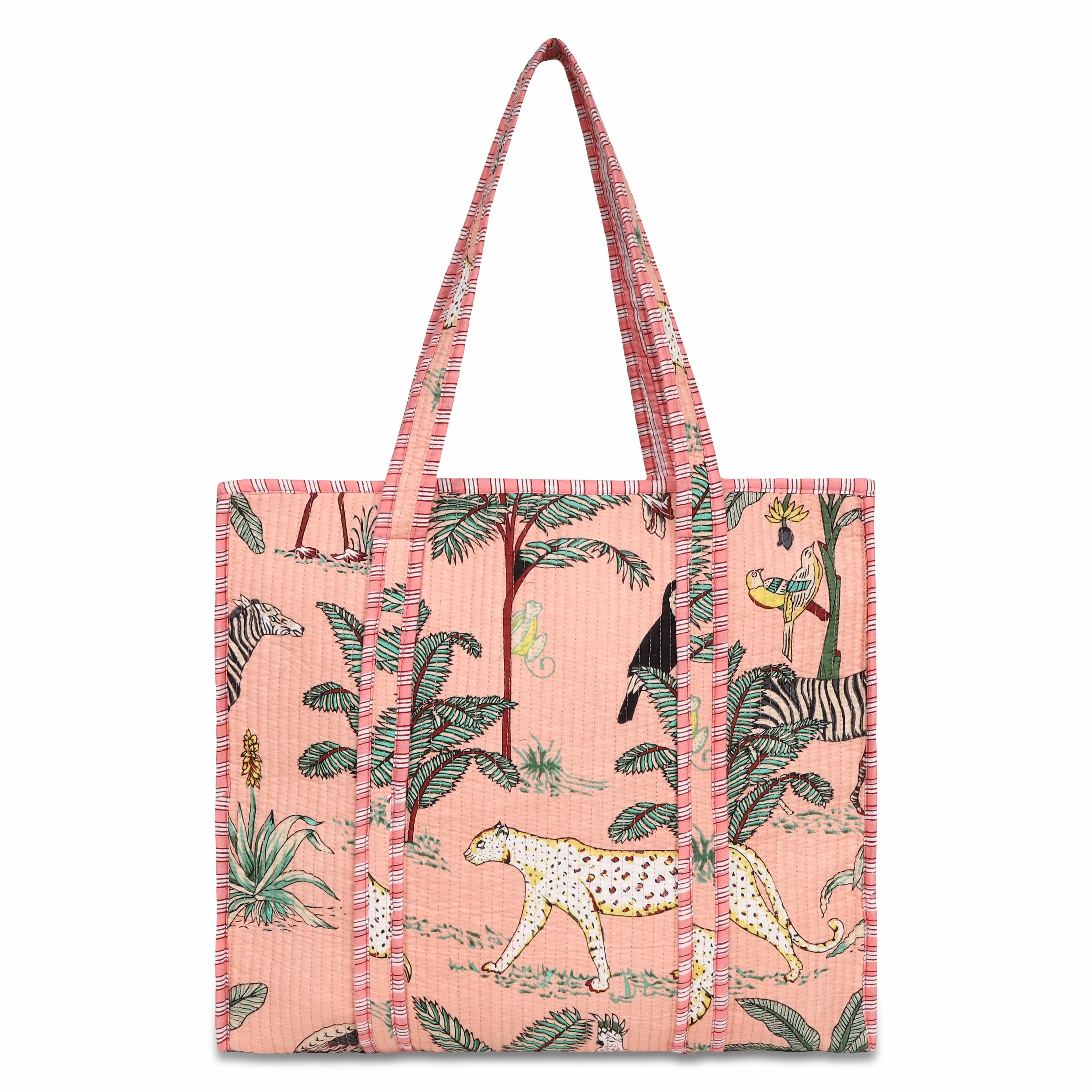 The Jungle Tote — handmade quilted cotton tote bag with bold Indian jungle print, ethically crafted in Rajasthan