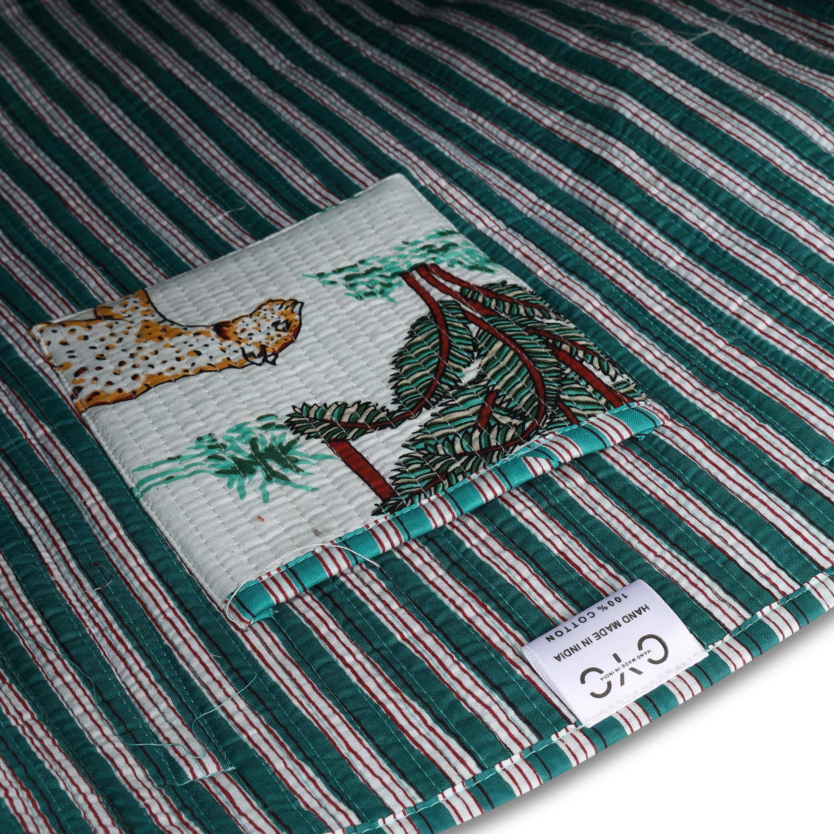 The Jungle Tote — handmade quilted cotton tote bag with bold Indian jungle print, ethically crafted in Rajasthan