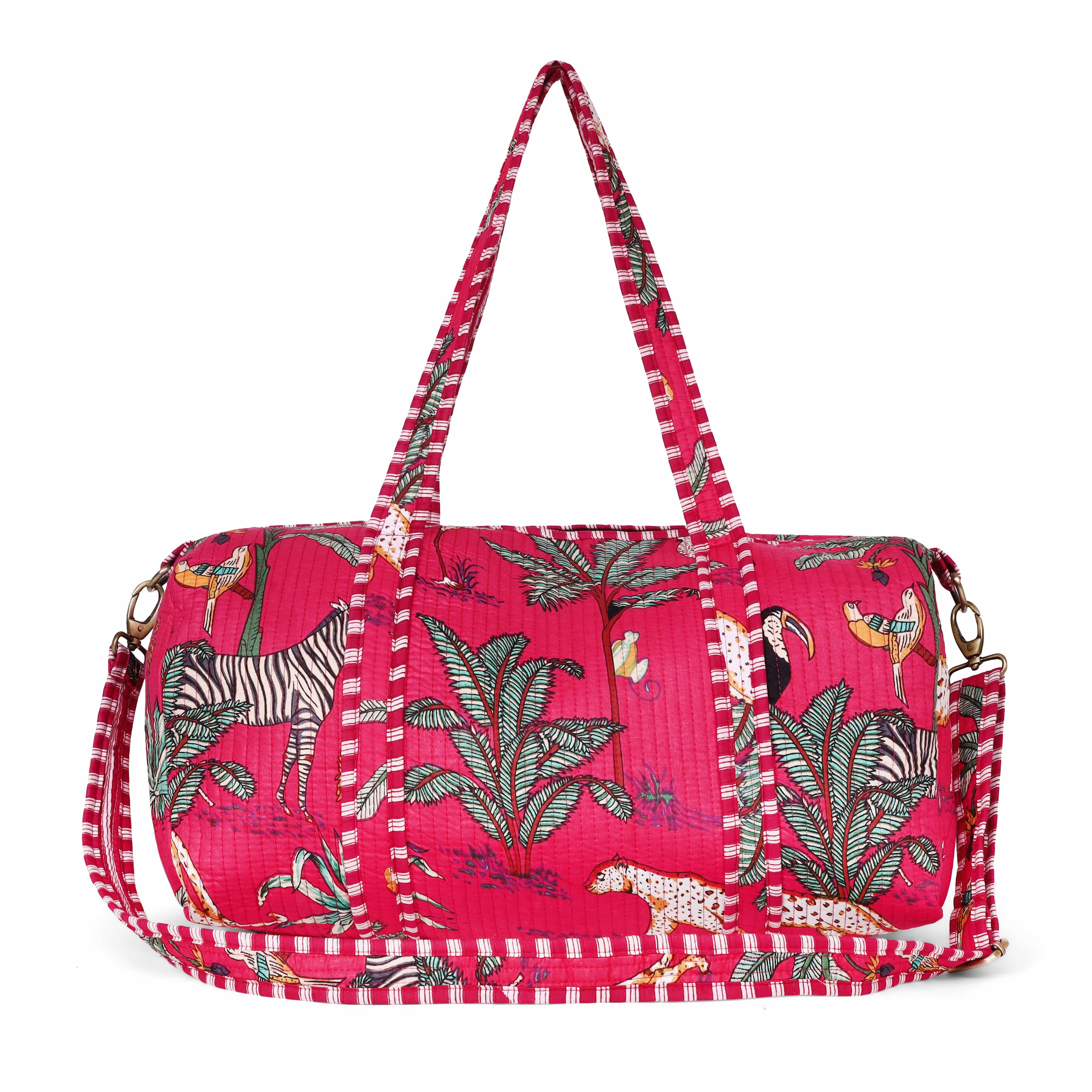 The Jungle Weekender — handmade hand block printed cotton weekender bag, ethically made in Rajasthan, India