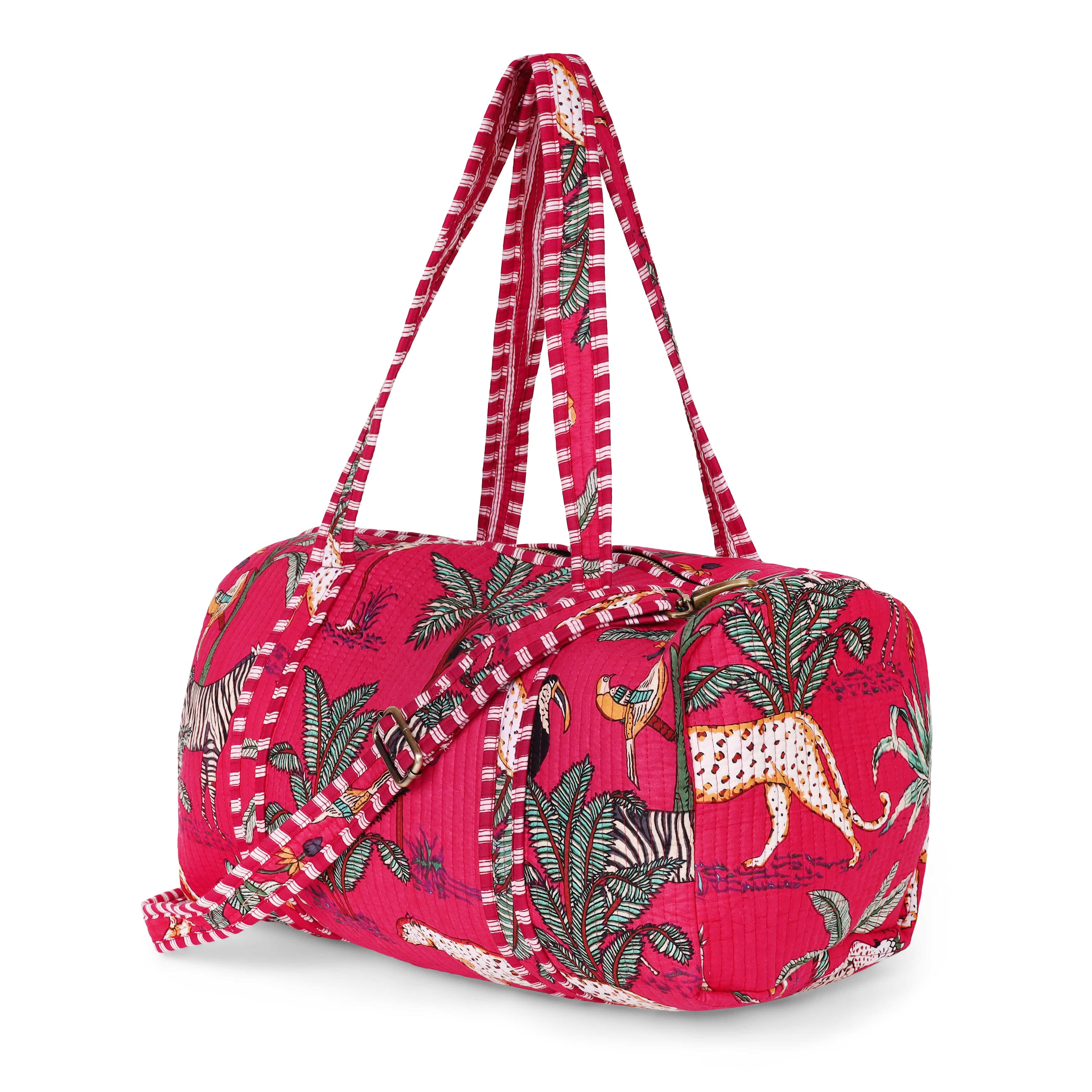 The Jungle Weekender — handmade hand block printed cotton weekender bag, ethically made in Rajasthan, India