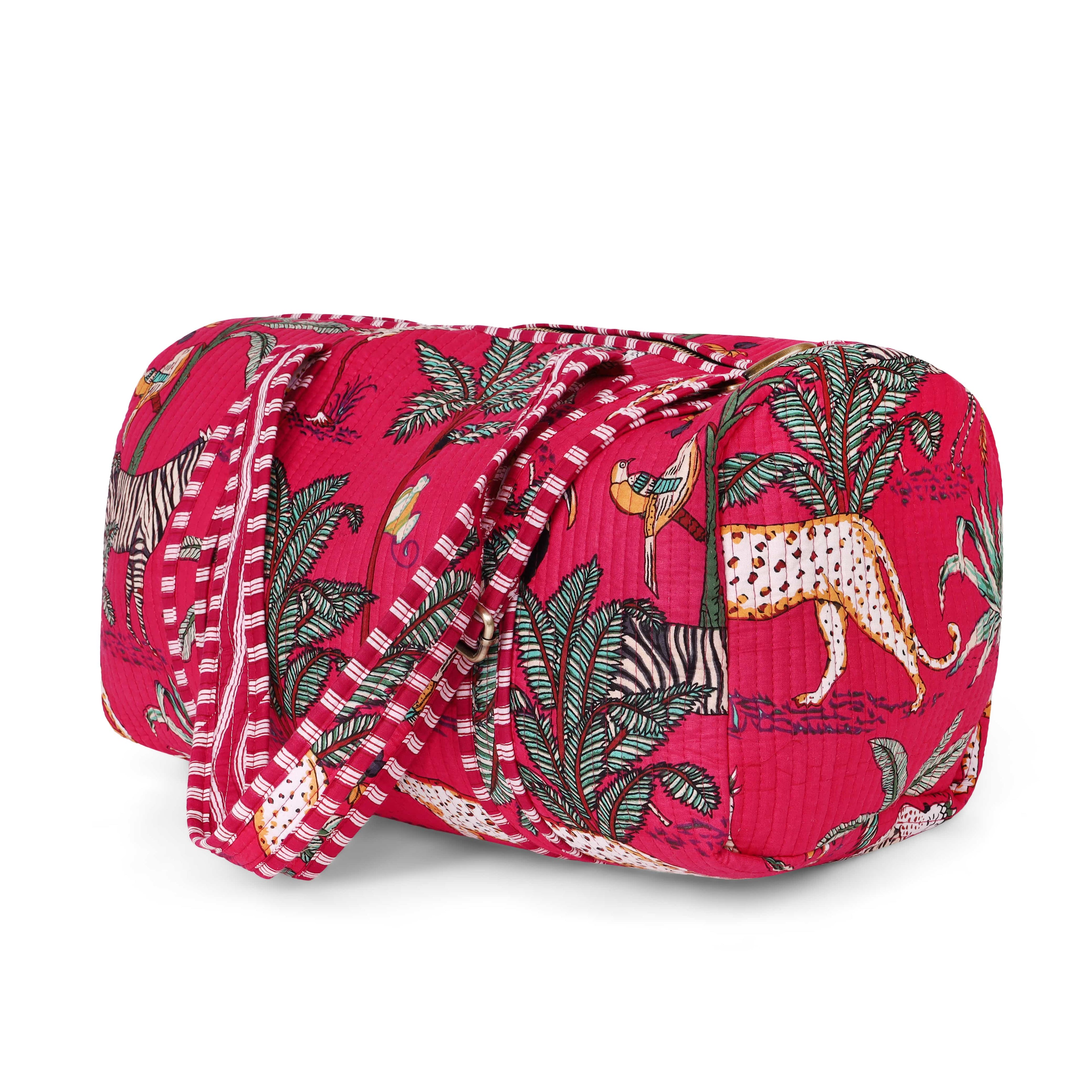 The Jungle Weekender — handmade hand block printed cotton weekender bag, ethically made in Rajasthan, India