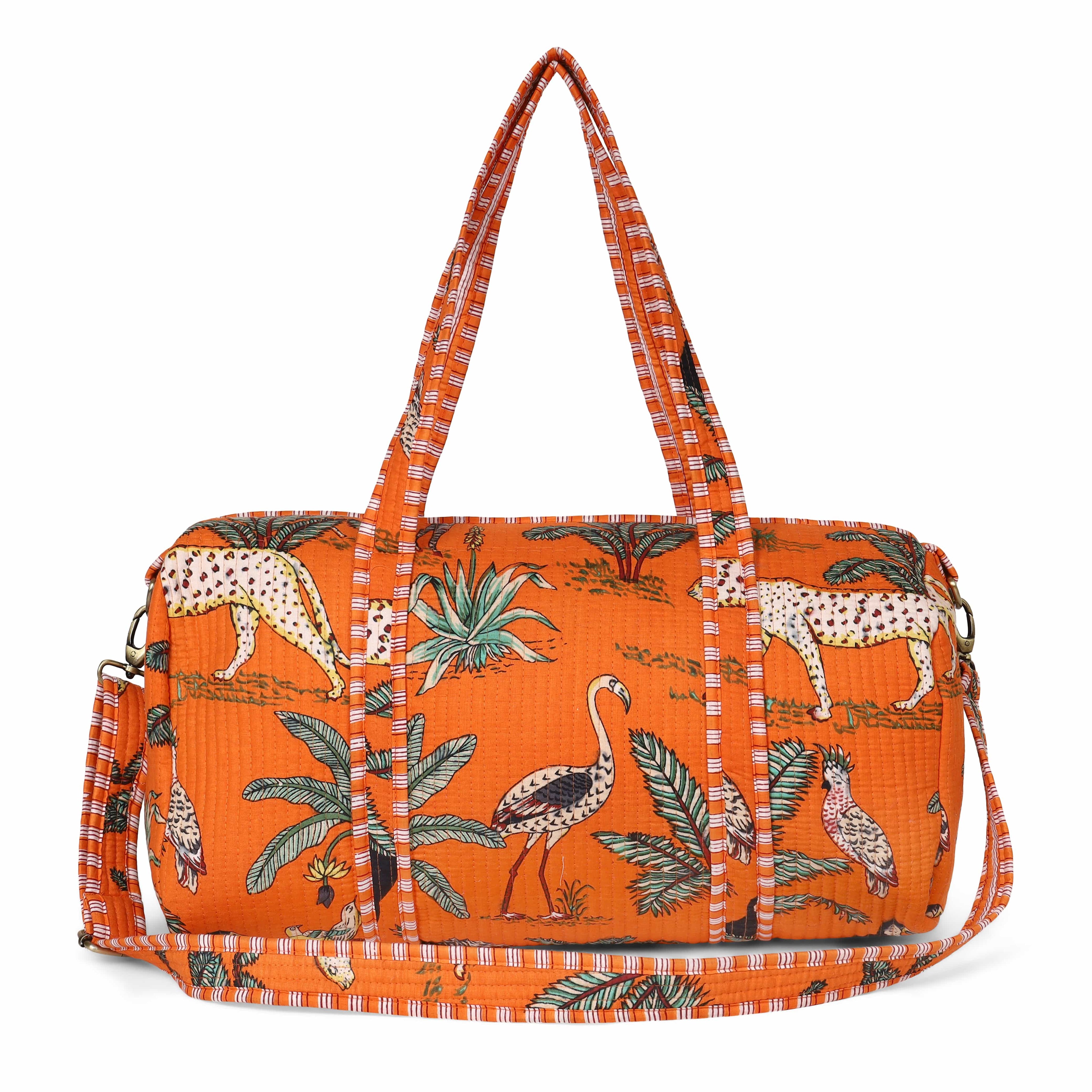 The Jungle Weekender — handmade hand block printed cotton weekender bag, ethically made in Rajasthan, India