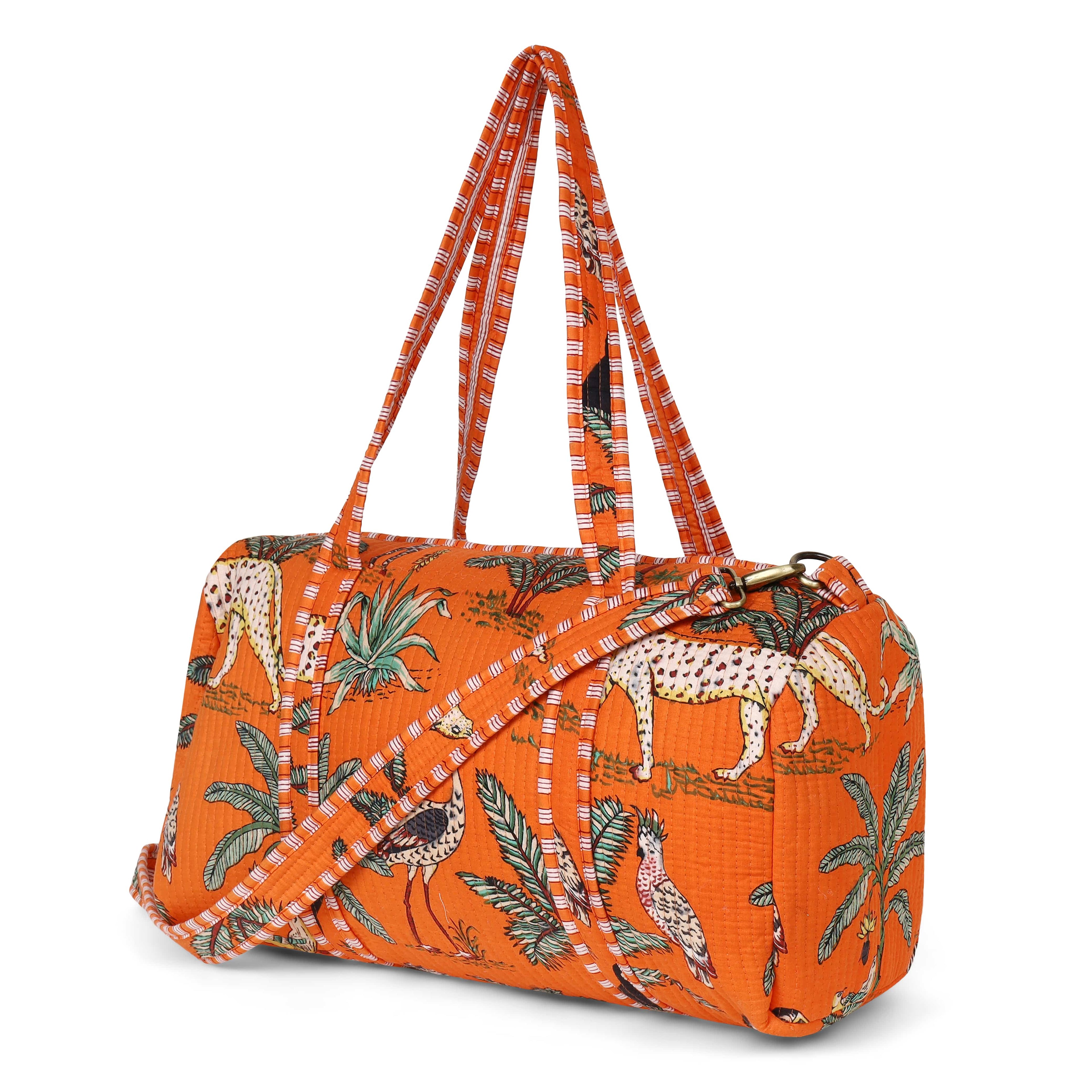 The Jungle Weekender — handmade hand block printed cotton weekender bag, ethically made in Rajasthan, India