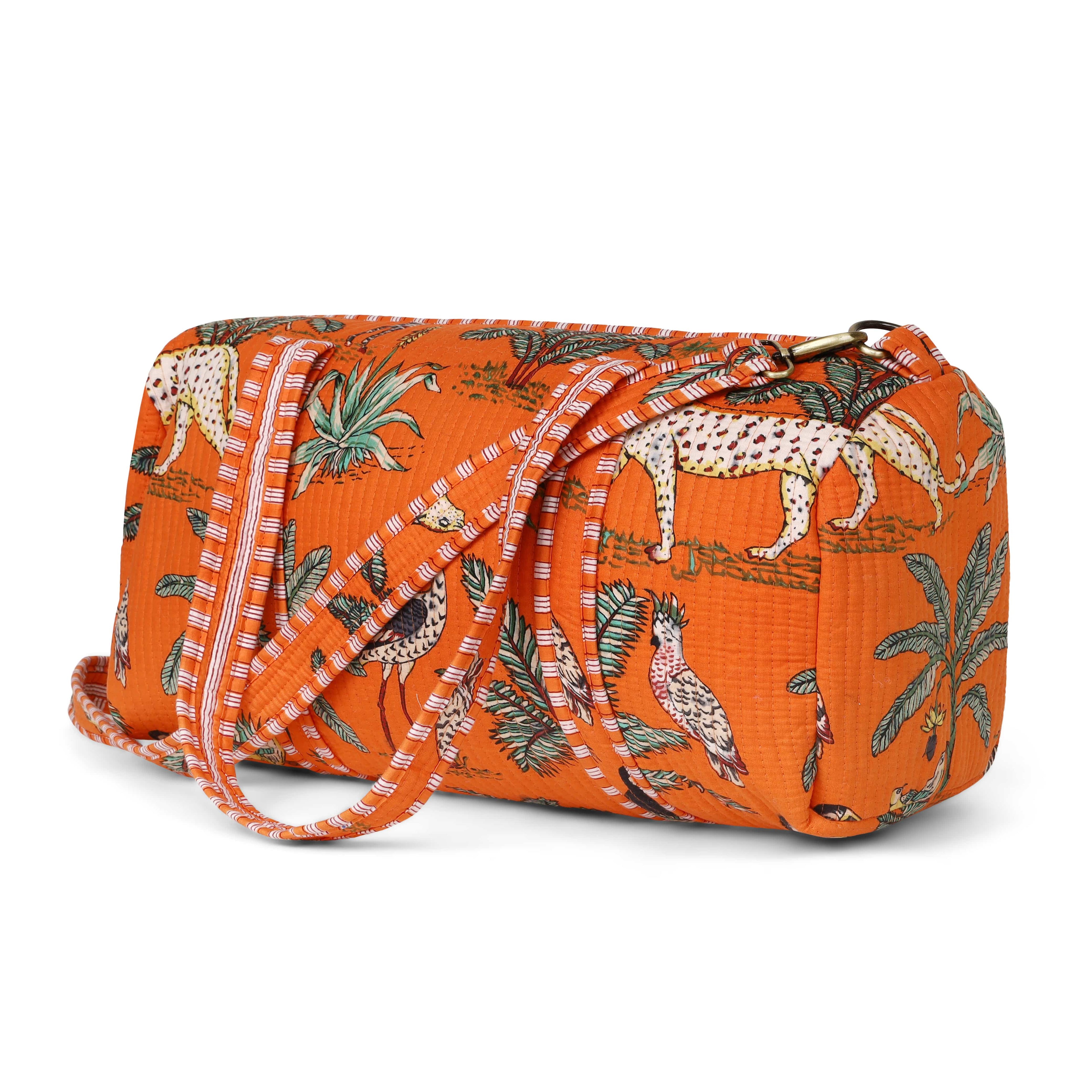 The Jungle Weekender — handmade hand block printed cotton weekender bag, ethically made in Rajasthan, India