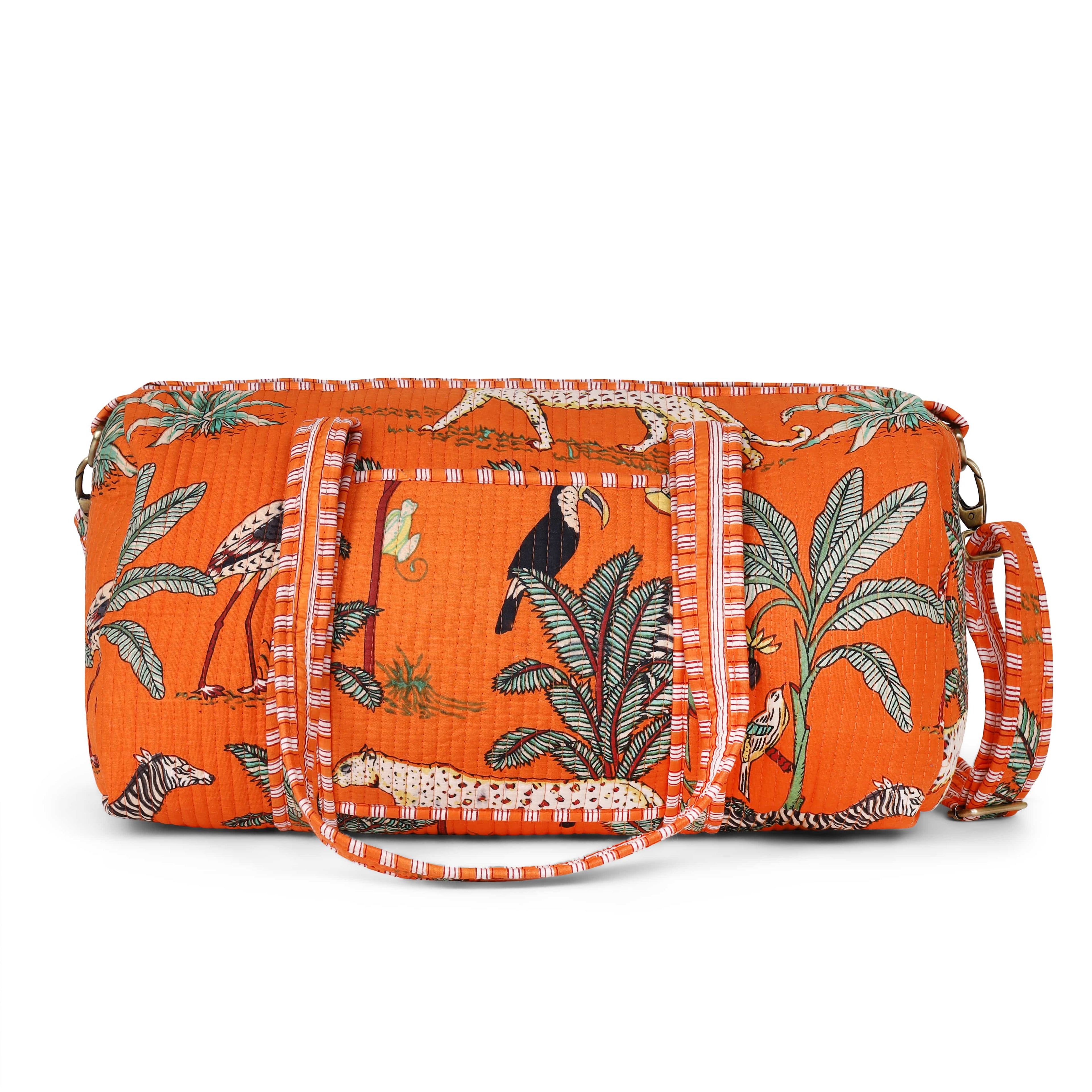 The Jungle Weekender — handmade hand block printed cotton weekender bag, ethically made in Rajasthan, India