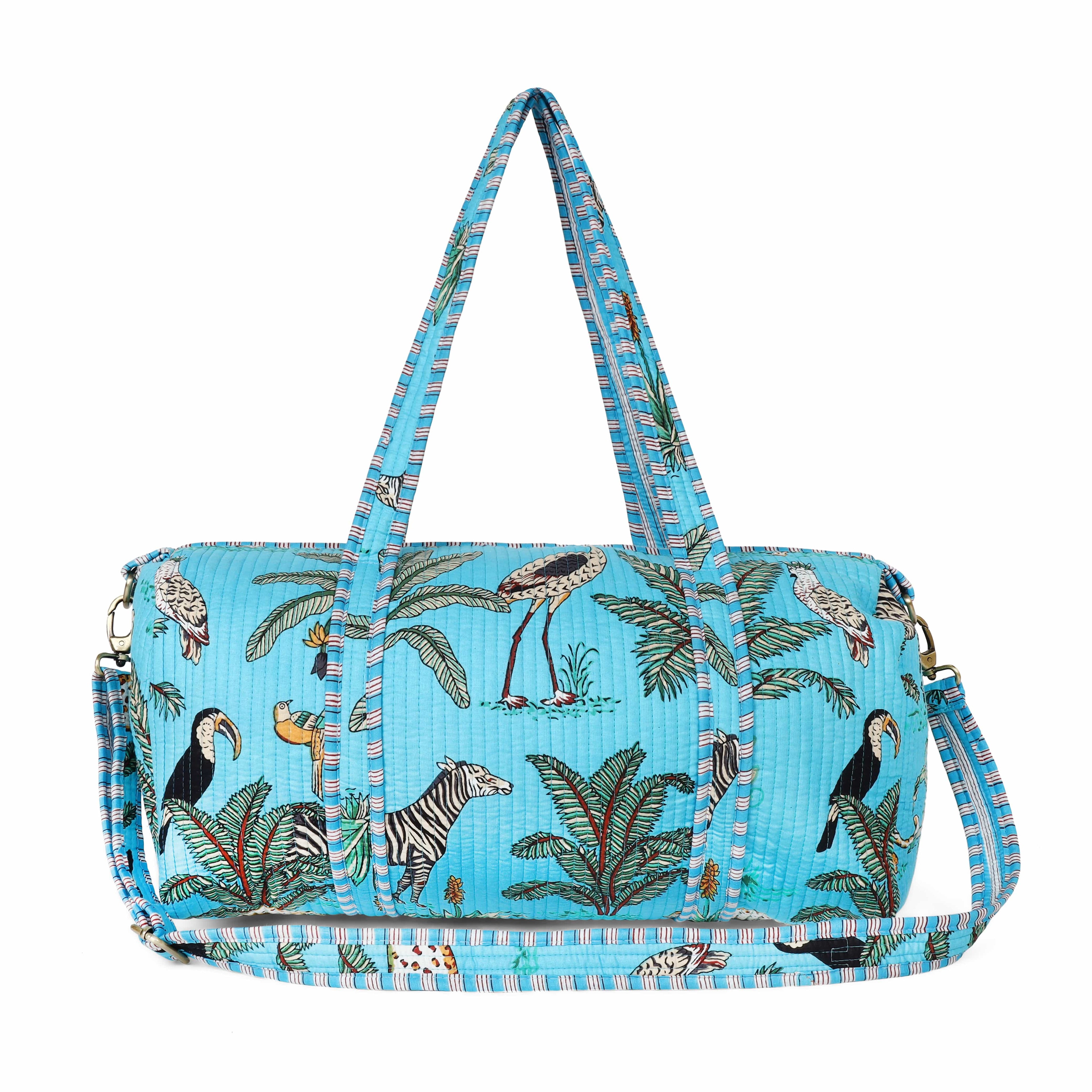The Jungle Weekender — handmade hand block printed cotton weekender bag, ethically made in Rajasthan, India