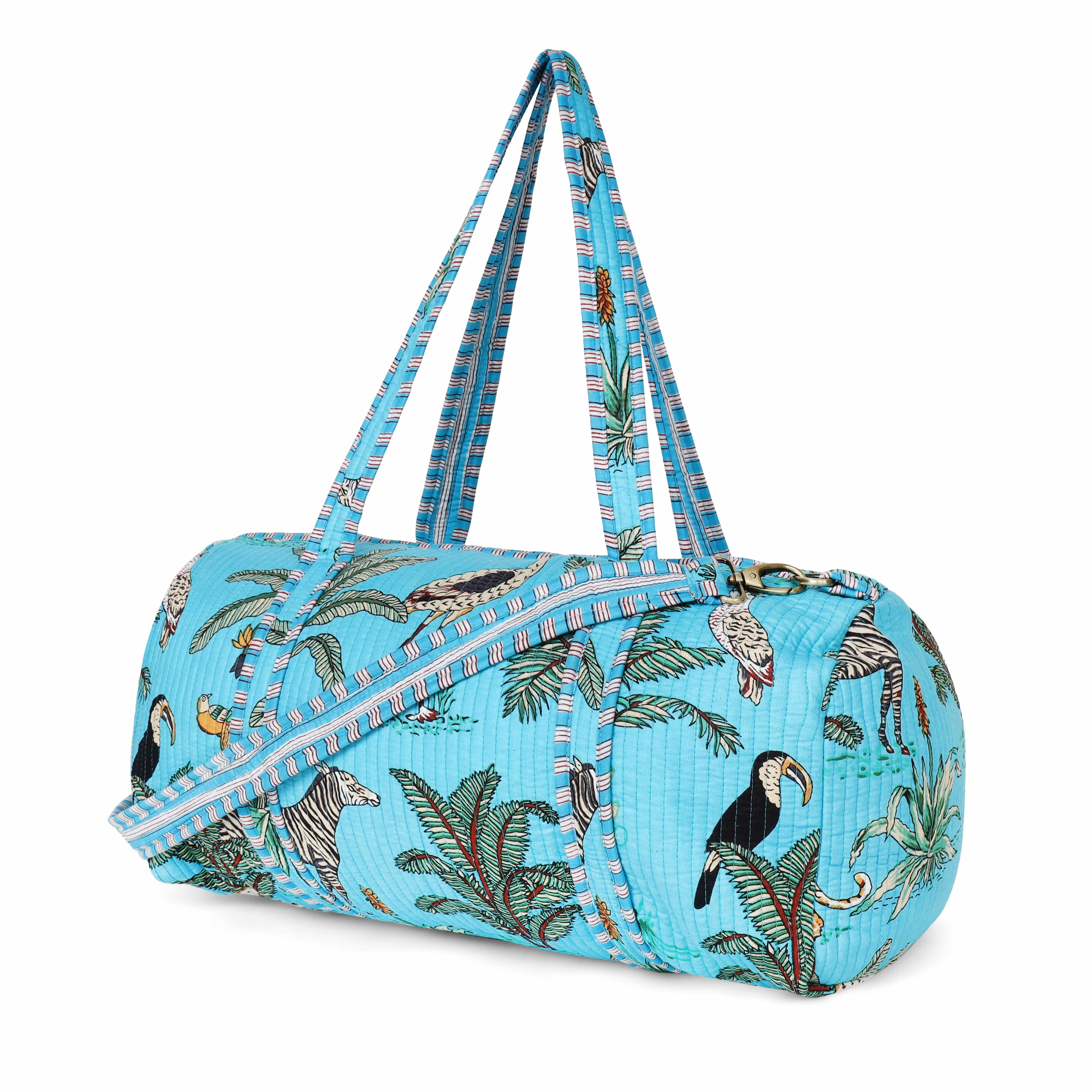 The Jungle Weekender — handmade hand block printed cotton weekender bag, ethically made in Rajasthan, India