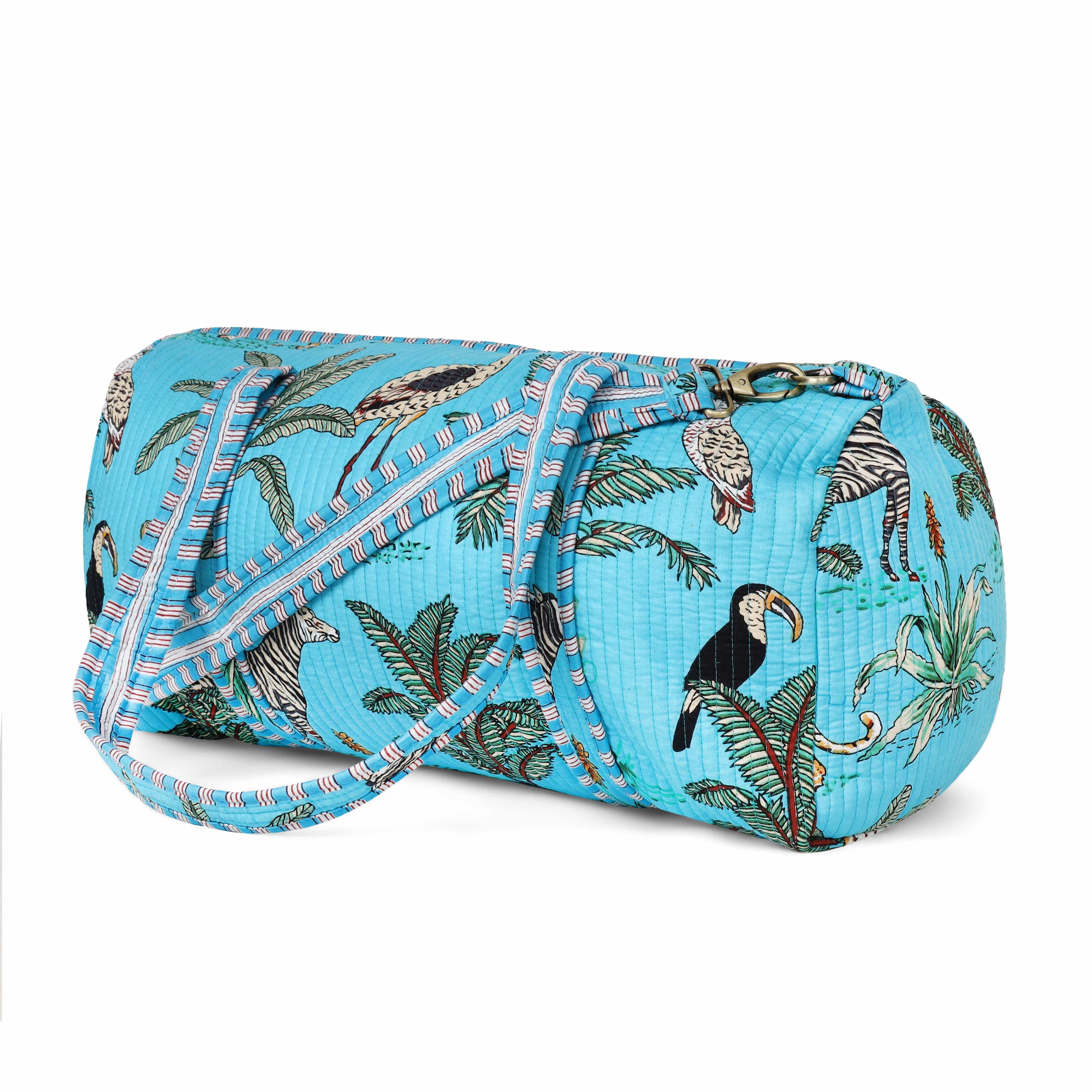 The Jungle Weekender — handmade hand block printed cotton weekender bag, ethically made in Rajasthan, India