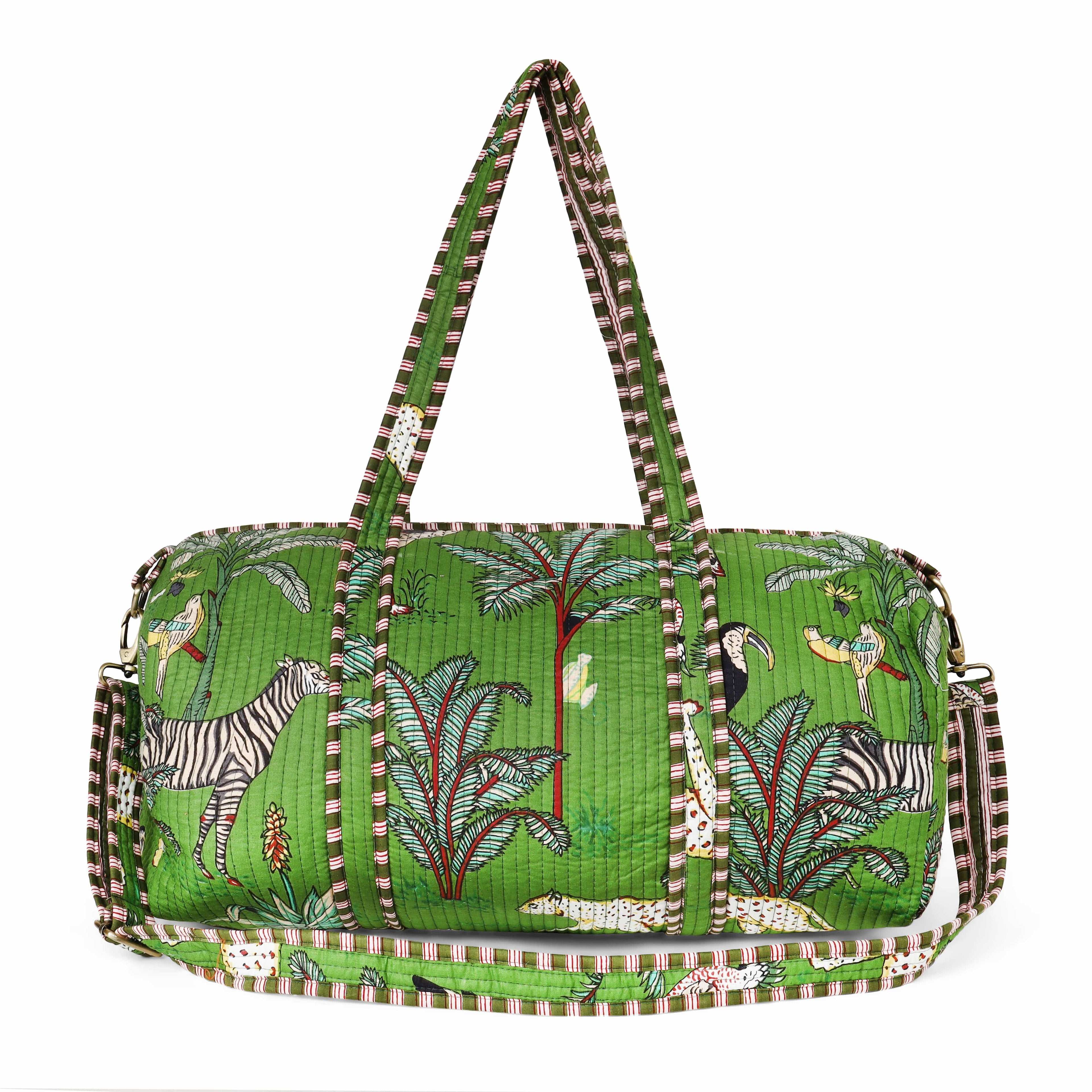 The Jungle Weekender — handmade hand block printed cotton weekender bag, ethically made in Rajasthan, India