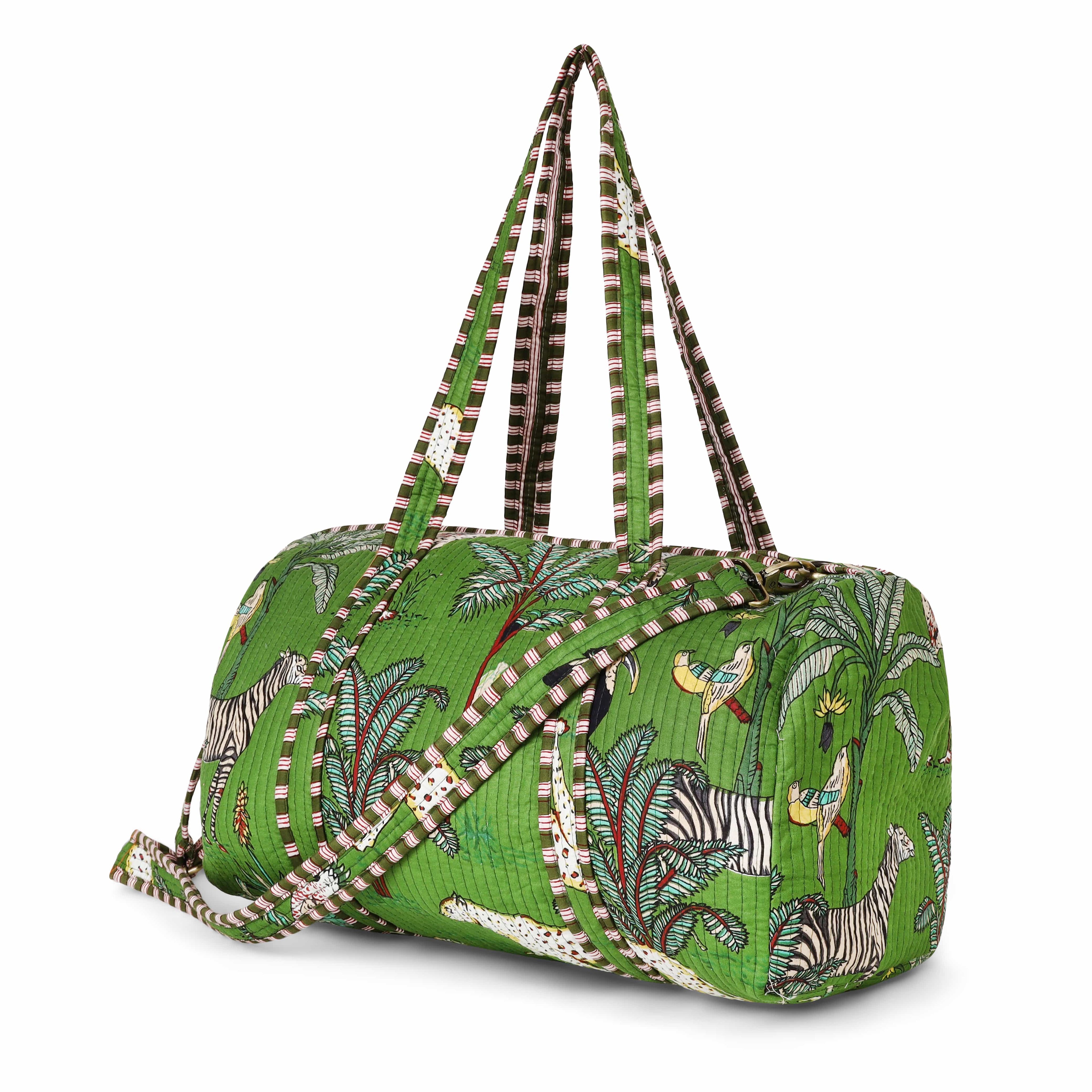 The Jungle Weekender — handmade hand block printed cotton weekender bag, ethically made in Rajasthan, India