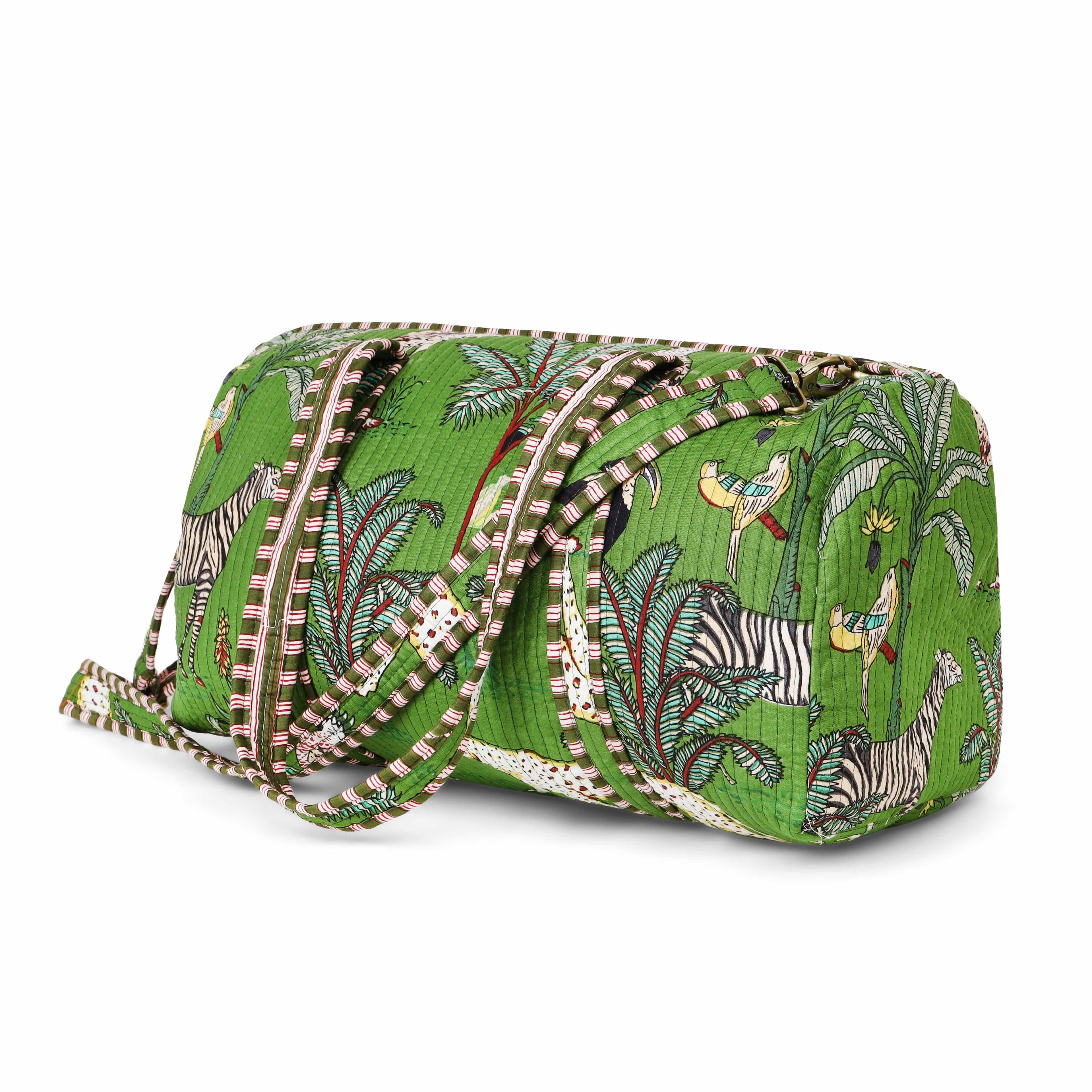The Jungle Weekender — handmade hand block printed cotton weekender bag, ethically made in Rajasthan, India