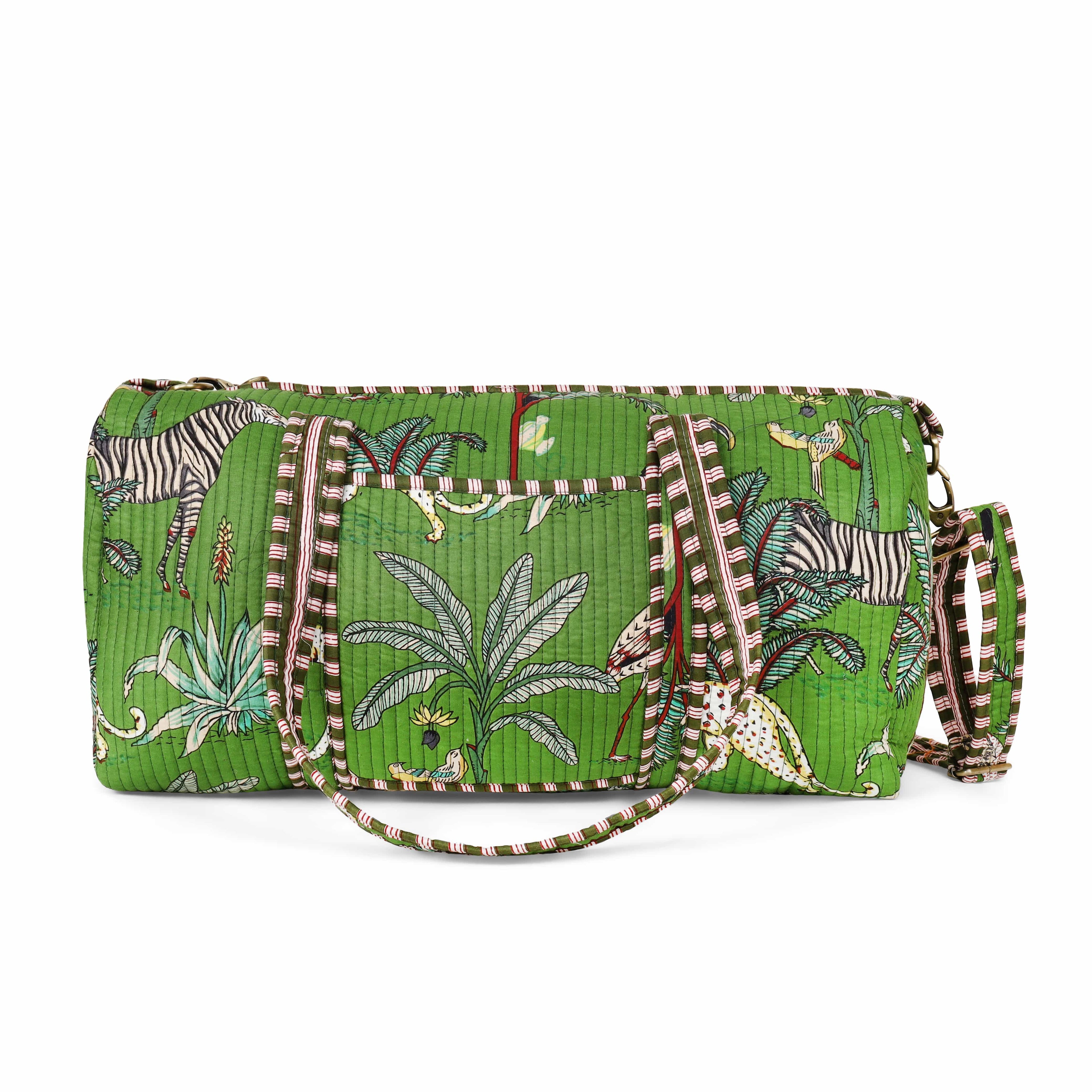 The Jungle Weekender — handmade hand block printed cotton weekender bag, ethically made in Rajasthan, India