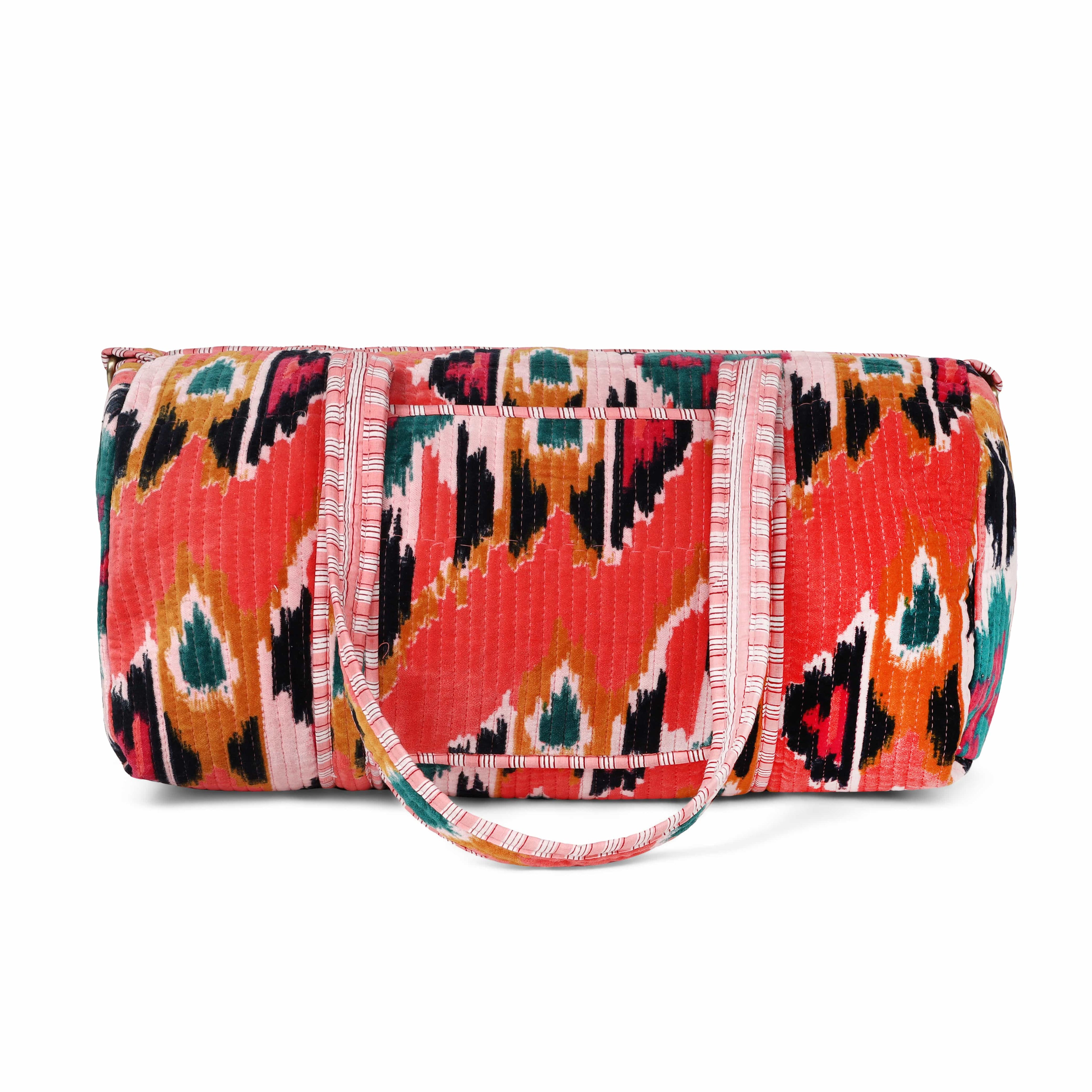 The Ikat Velvet Weekender — handmade quilted velvet weekender bag, ethically made in Rajasthan, India