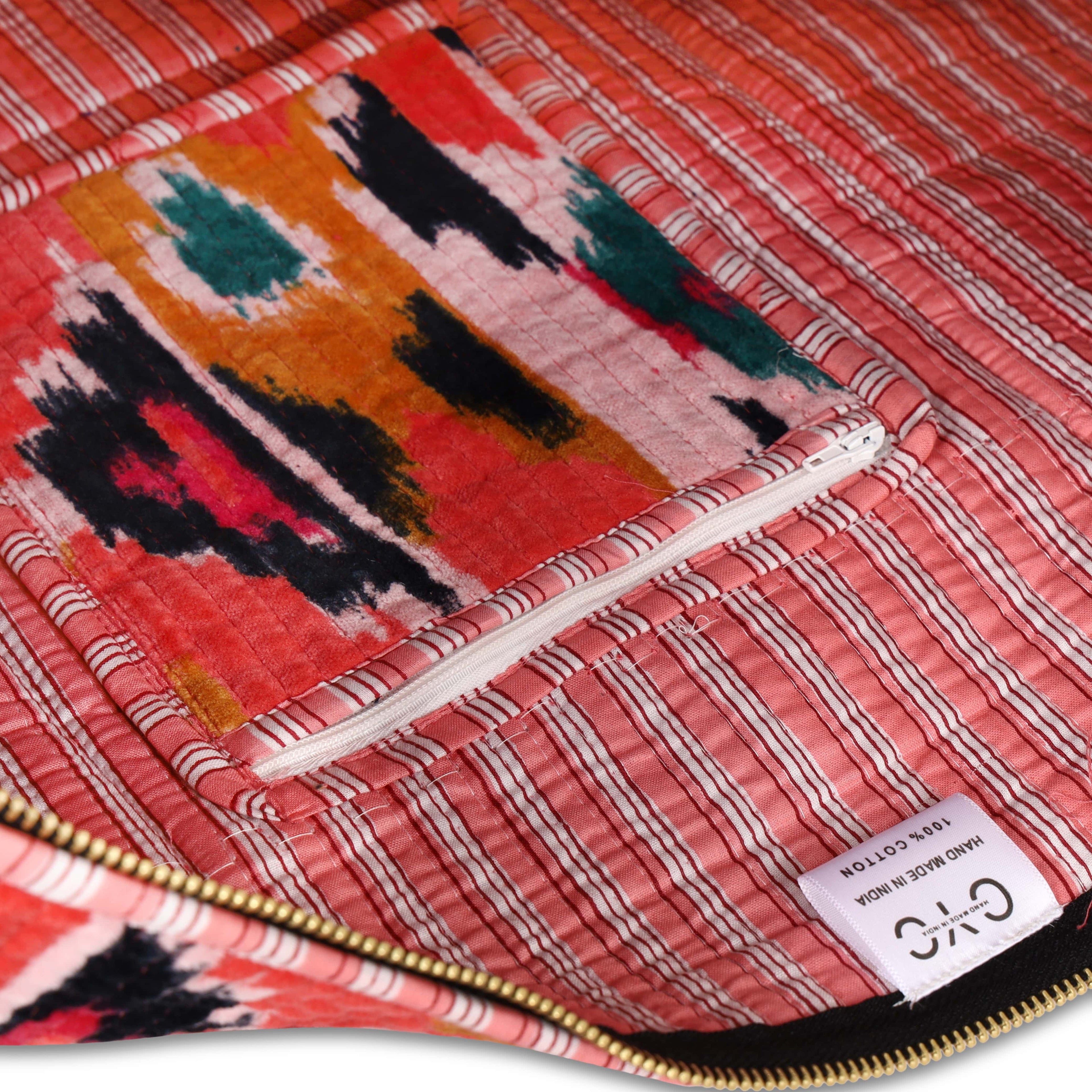 The Ikat Velvet Weekender — handmade quilted velvet weekender bag, ethically made in Rajasthan, India