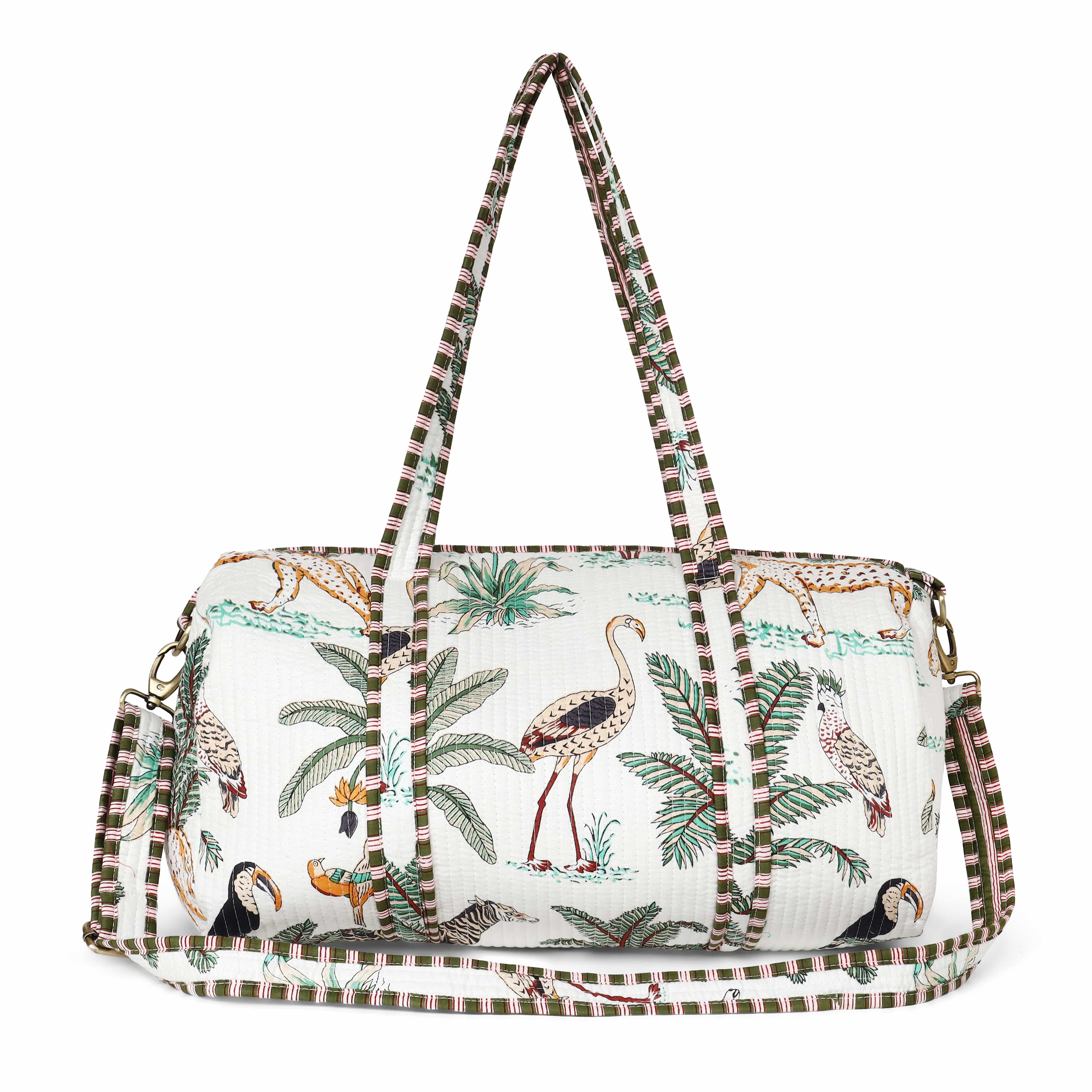 The Jungle Weekender — handmade hand block printed cotton weekender bag, ethically made in Rajasthan, India