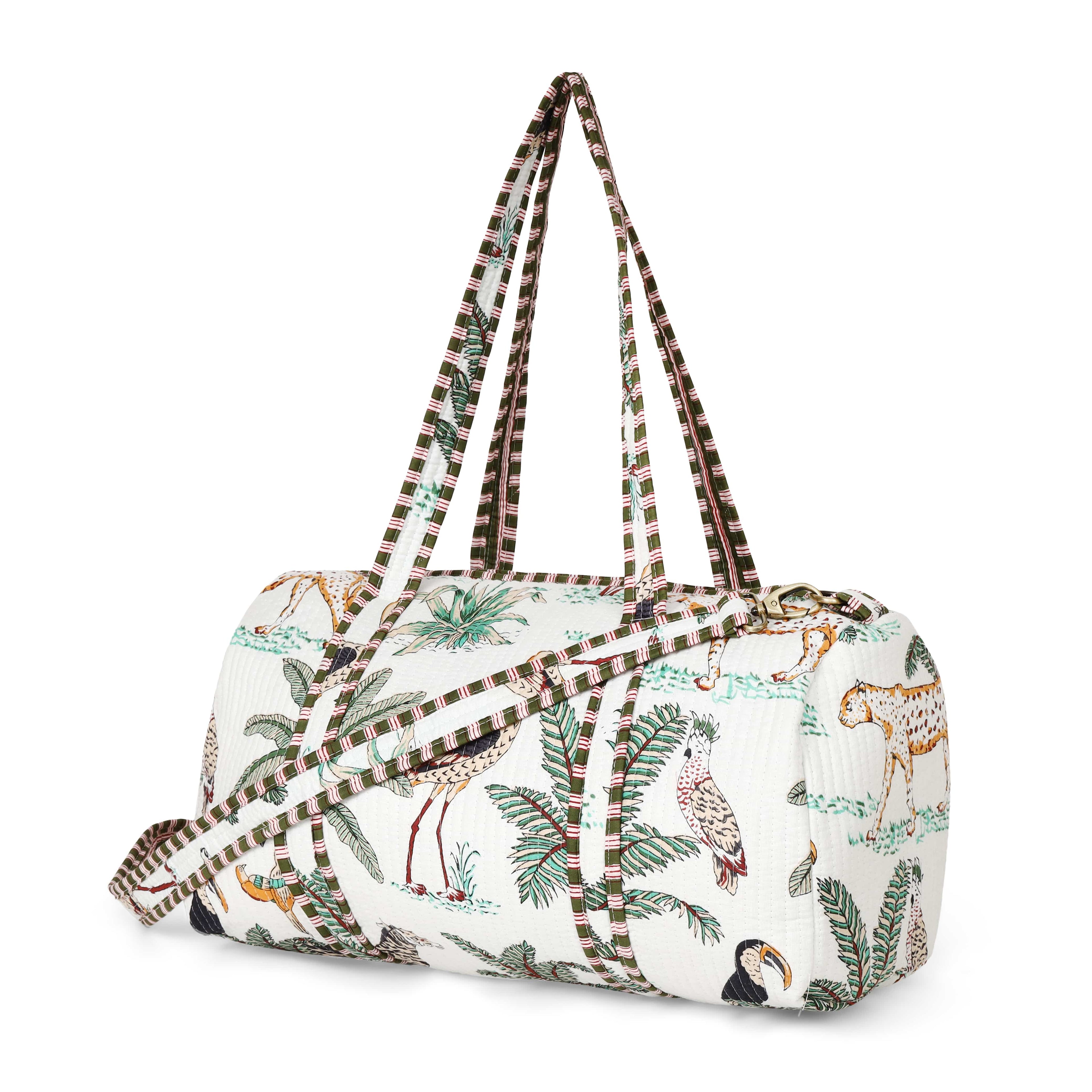 The Jungle Weekender — handmade hand block printed cotton weekender bag, ethically made in Rajasthan, India