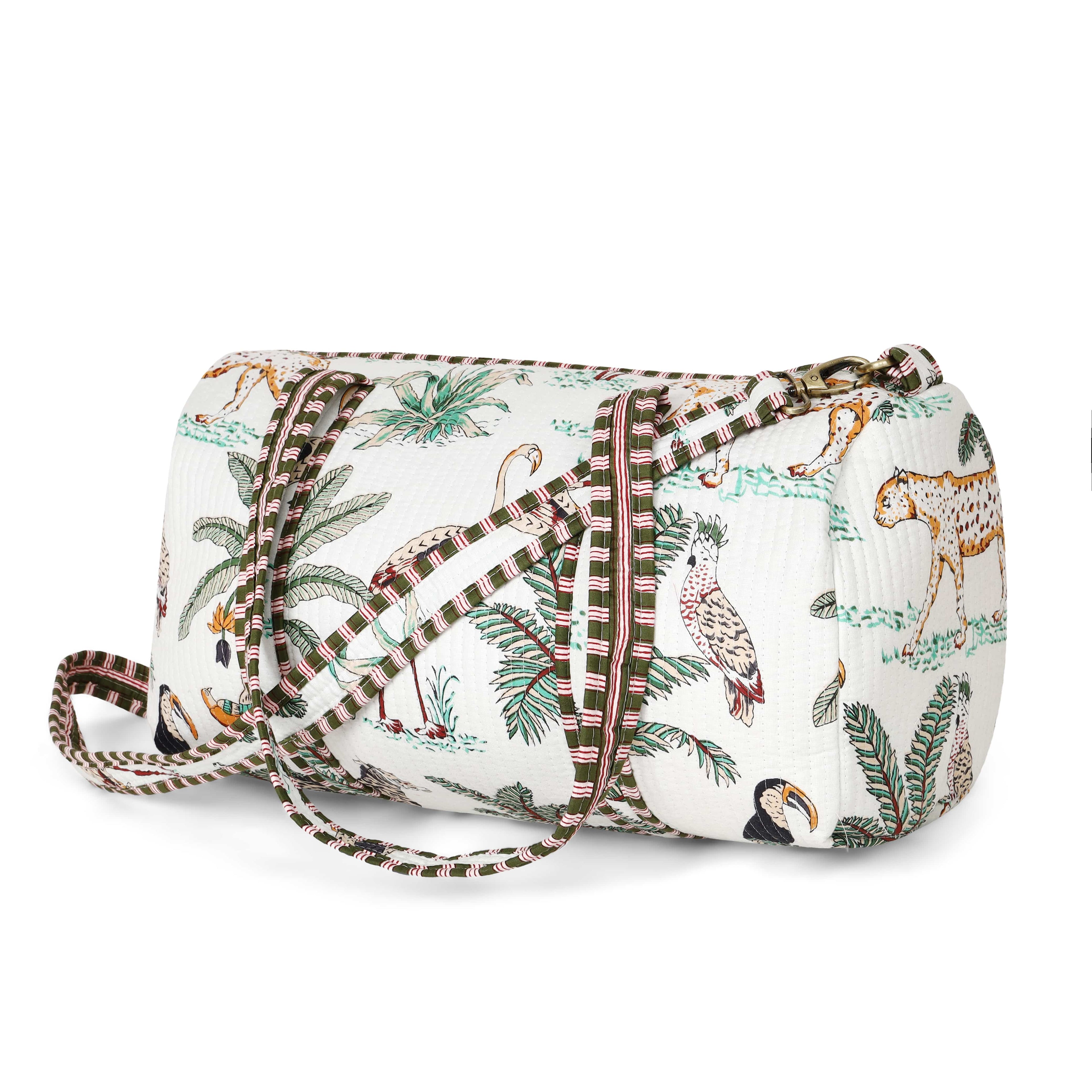 The Jungle Weekender — handmade hand block printed cotton weekender bag, ethically made in Rajasthan, India