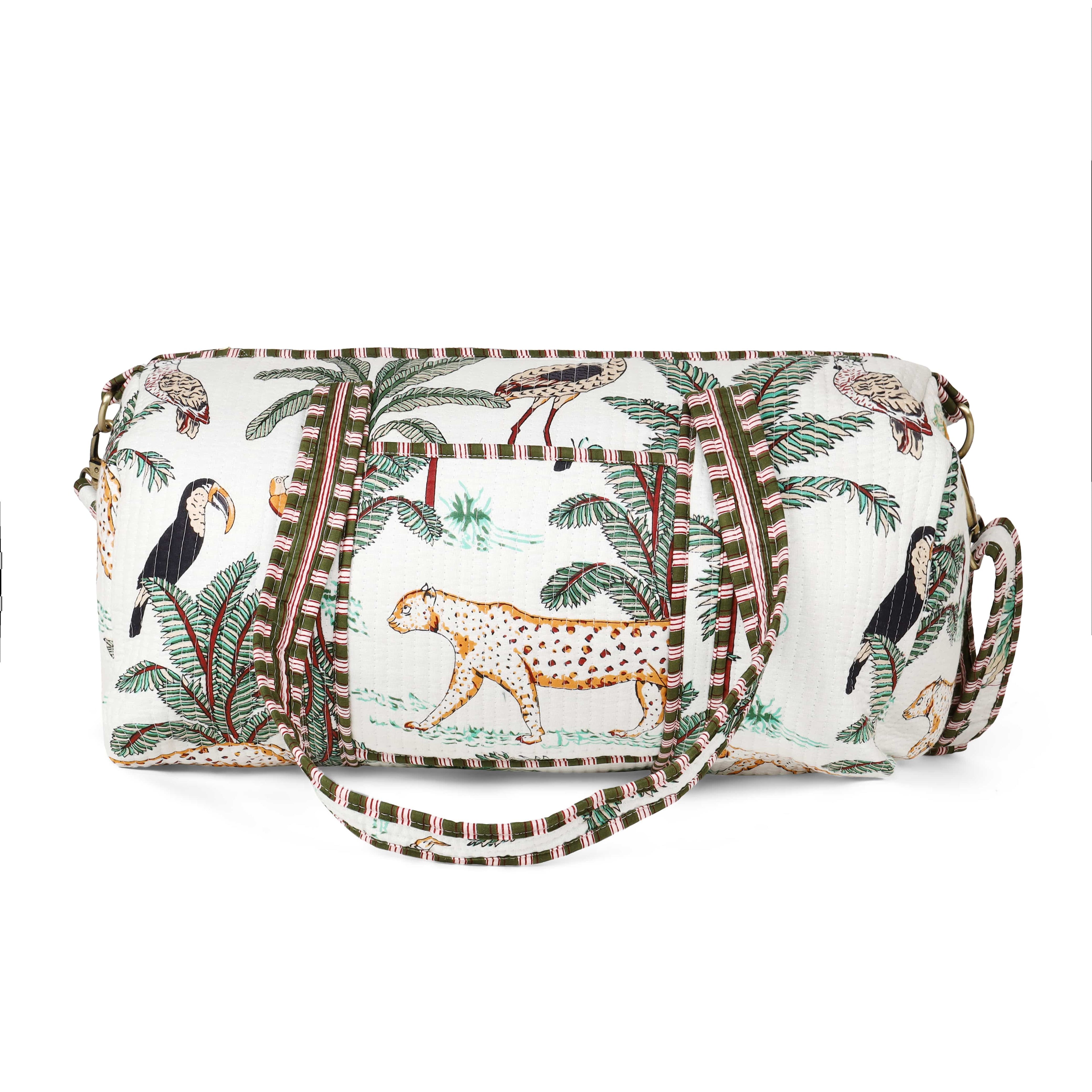 The Jungle Weekender — handmade hand block printed cotton weekender bag, ethically made in Rajasthan, India