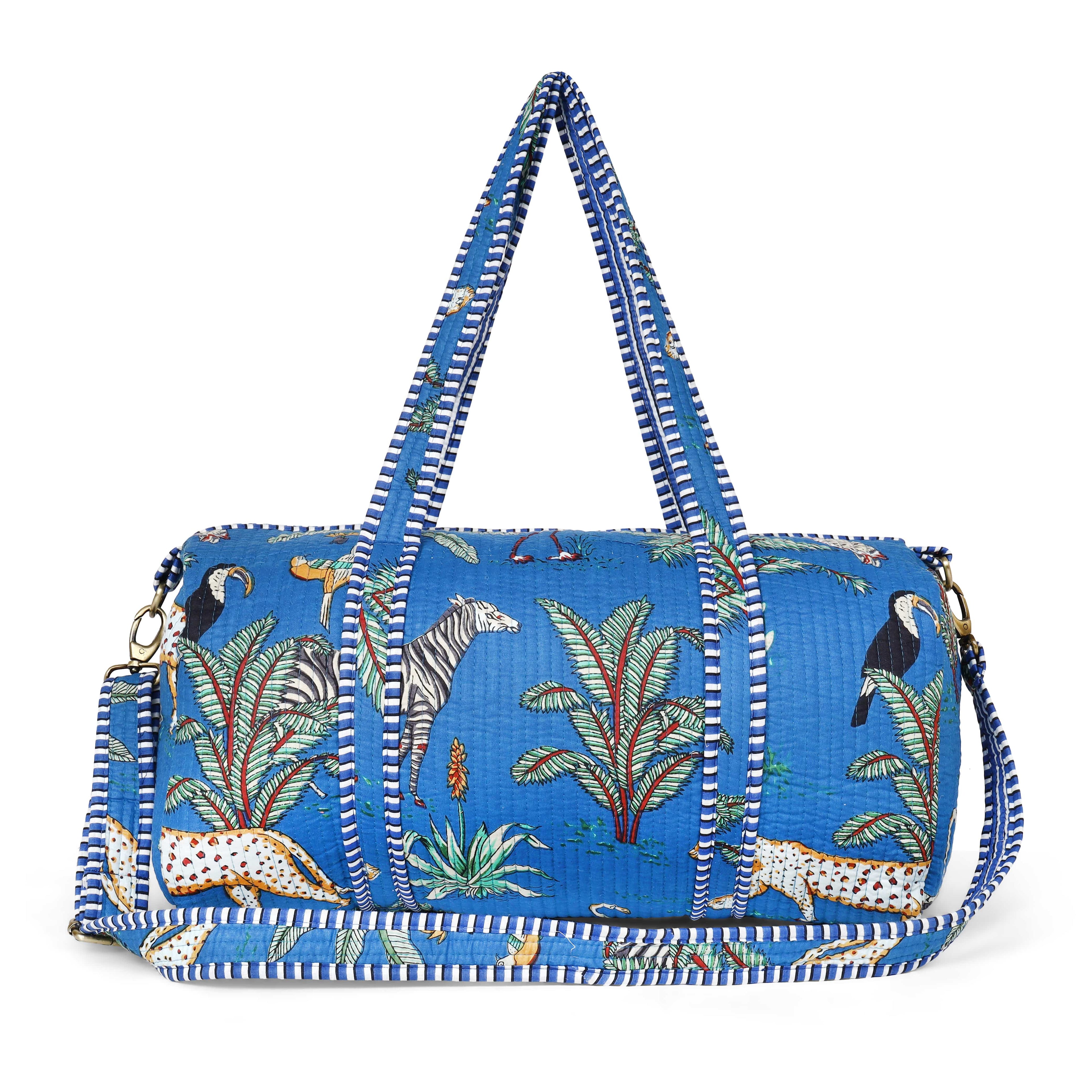 The Jungle Weekender — handmade hand block printed cotton weekender bag, ethically made in Rajasthan, India