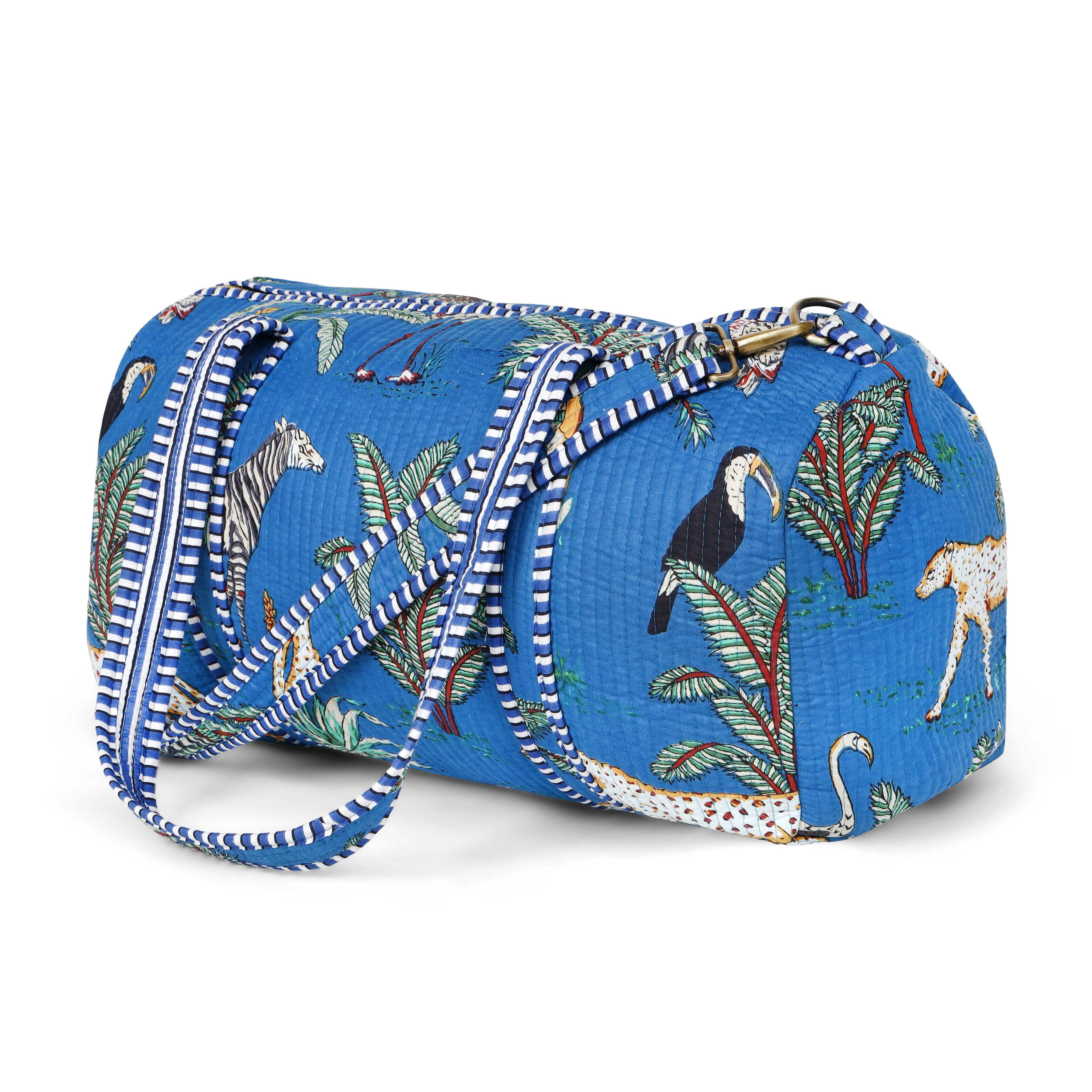 The Jungle Weekender — handmade hand block printed cotton weekender bag, ethically made in Rajasthan, India