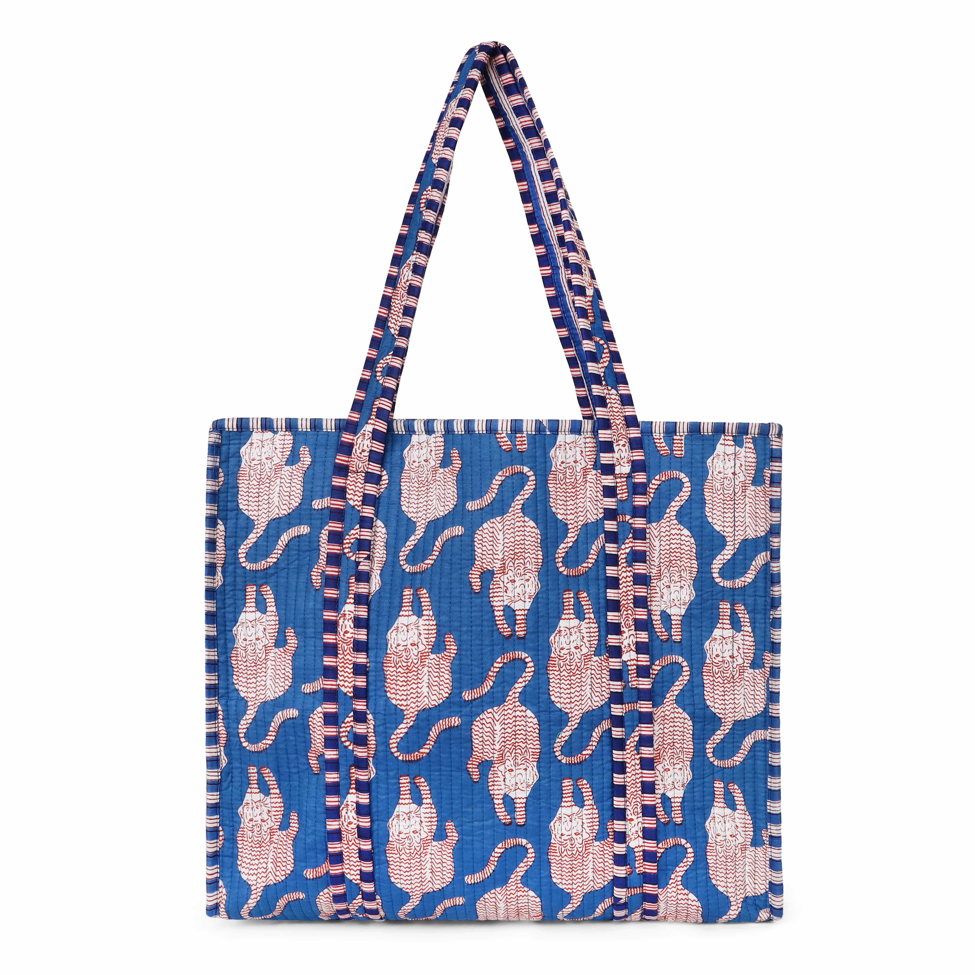 The Mouse Tiger Tote — handmade hand block printed cotton tote bag, ethically made in Rajasthan, India