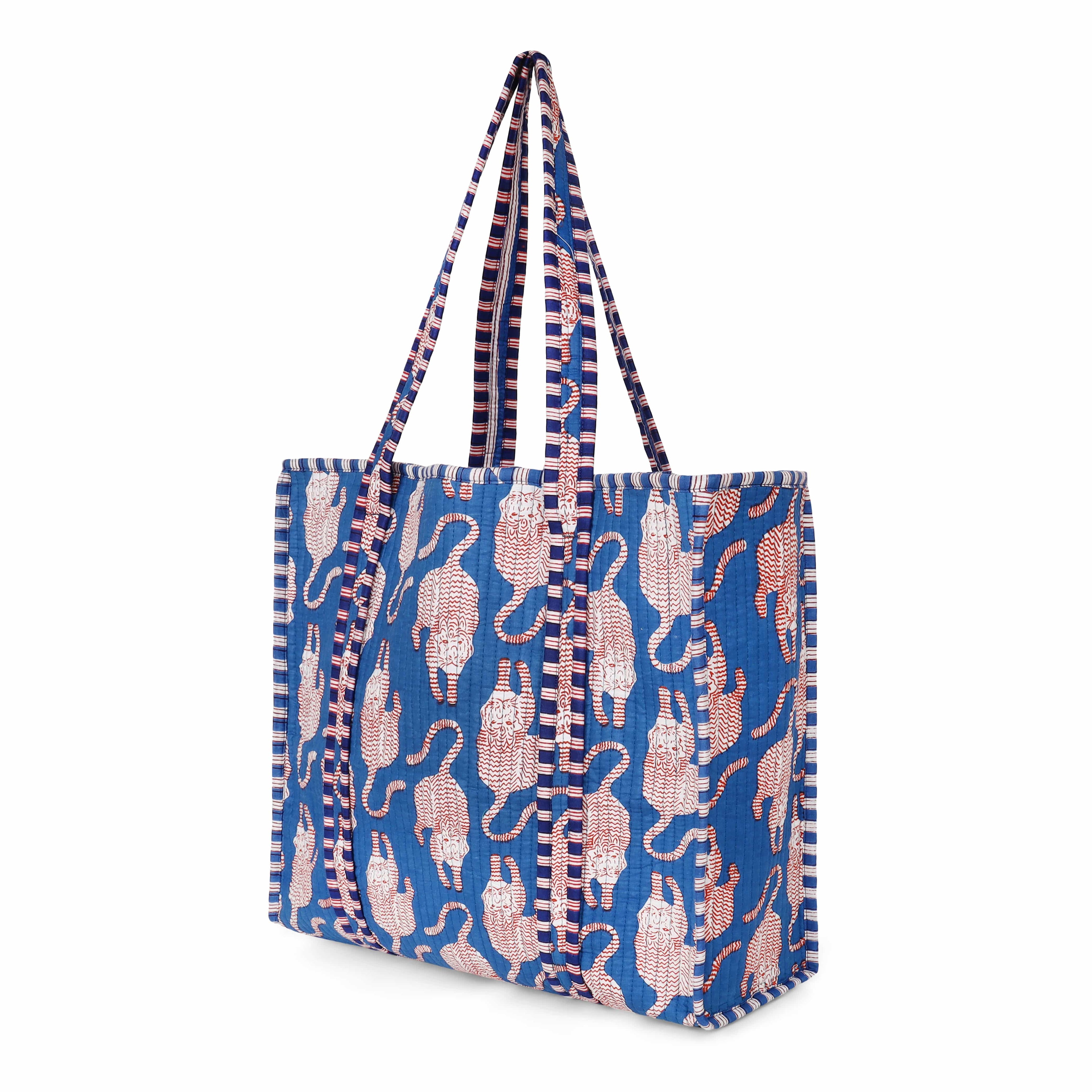 The Mouse Tiger Tote — handmade hand block printed cotton tote bag, ethically made in Rajasthan, India
